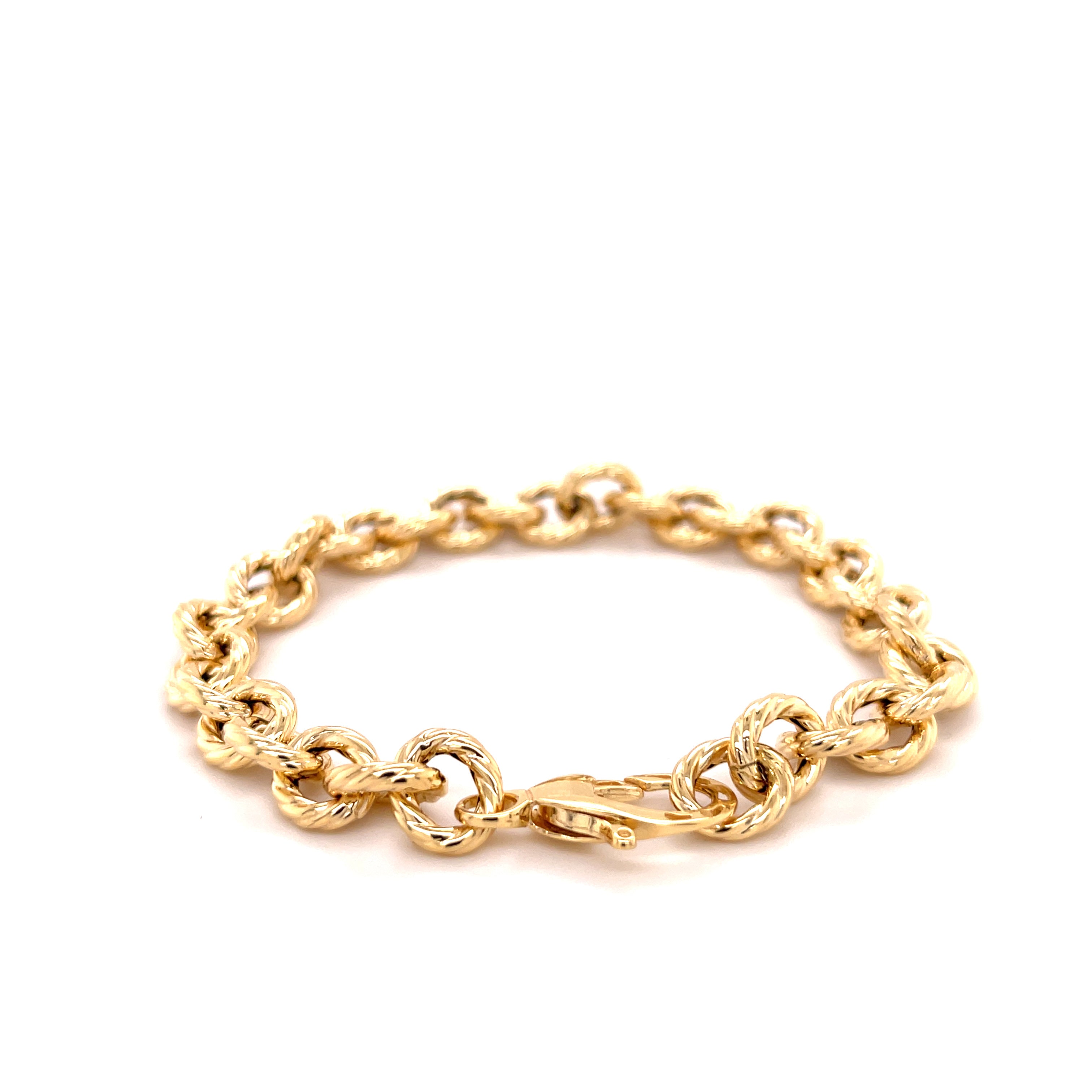 14K Gold Twist Round Link Bracelet