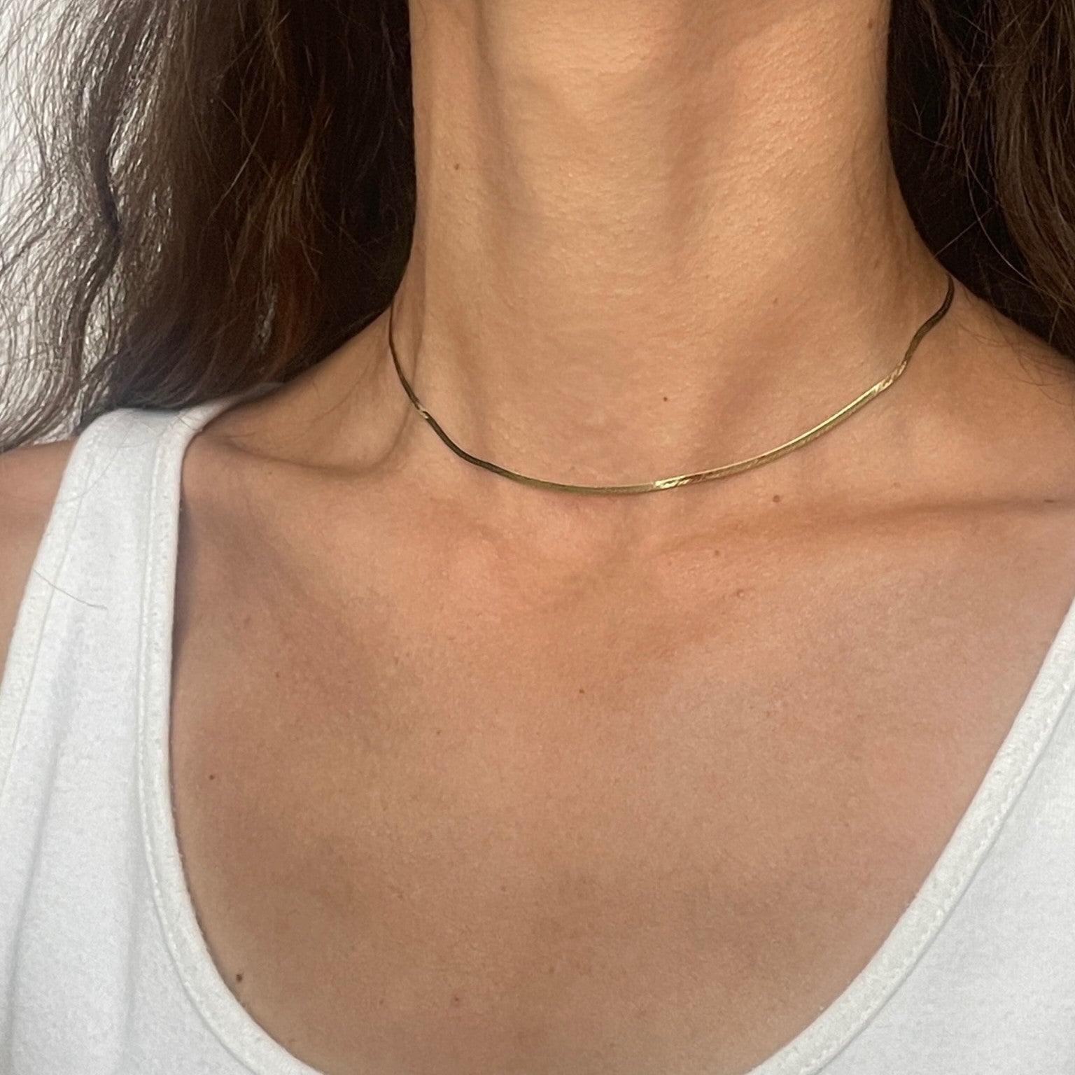 14K Gold Thin Serpentina Herringbone Necklace