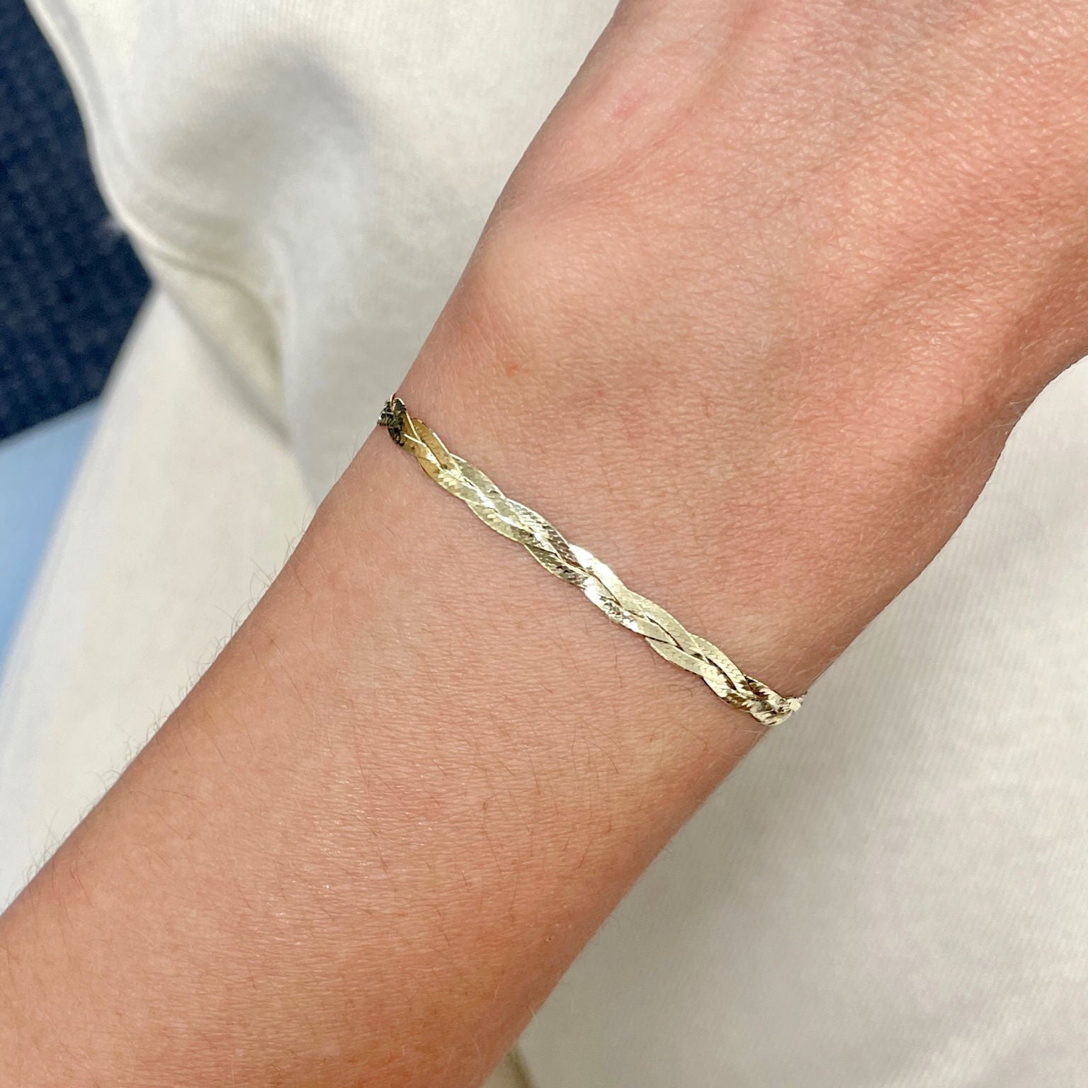 14K Solid Gold Serpentina Twisted Rope Chain Bracelet ā Elegant, Textured, Timeless