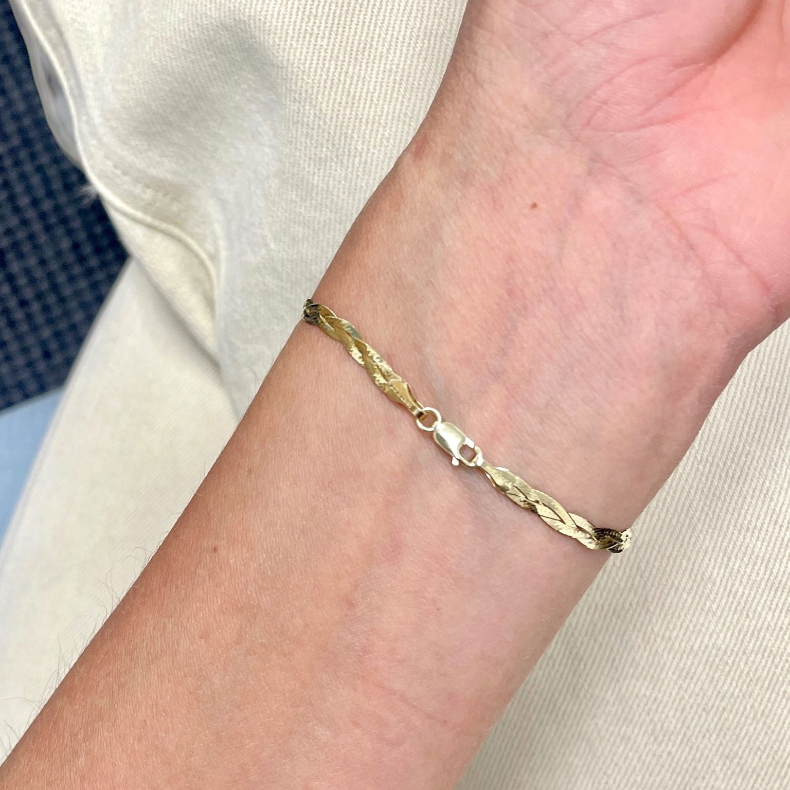 14K Solid Yellow Gold Braided Serpentina Bracelet