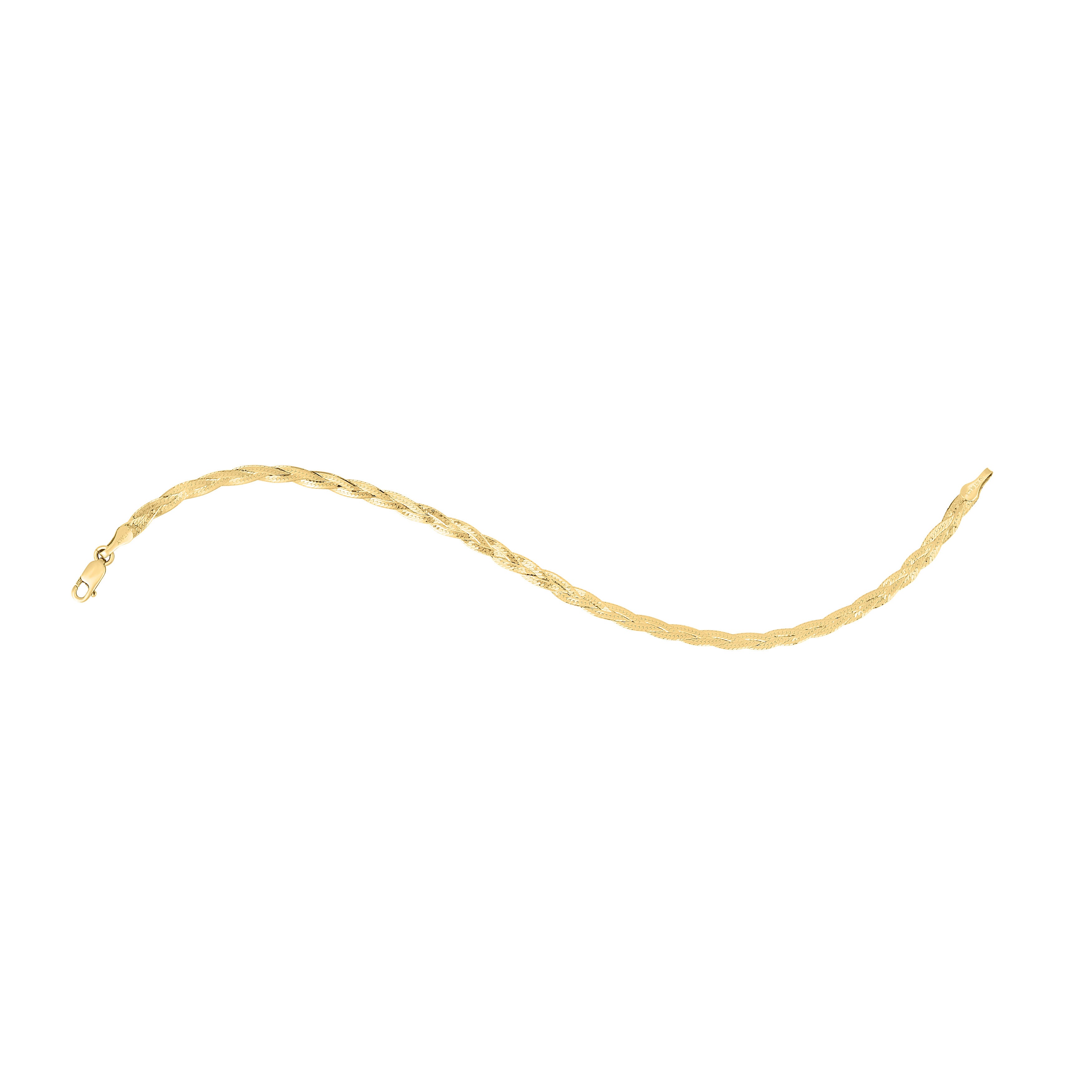 14K Solid Gold Serpentina Twisted Rope Chain Bracelet – Elegant, Textured, Timeless