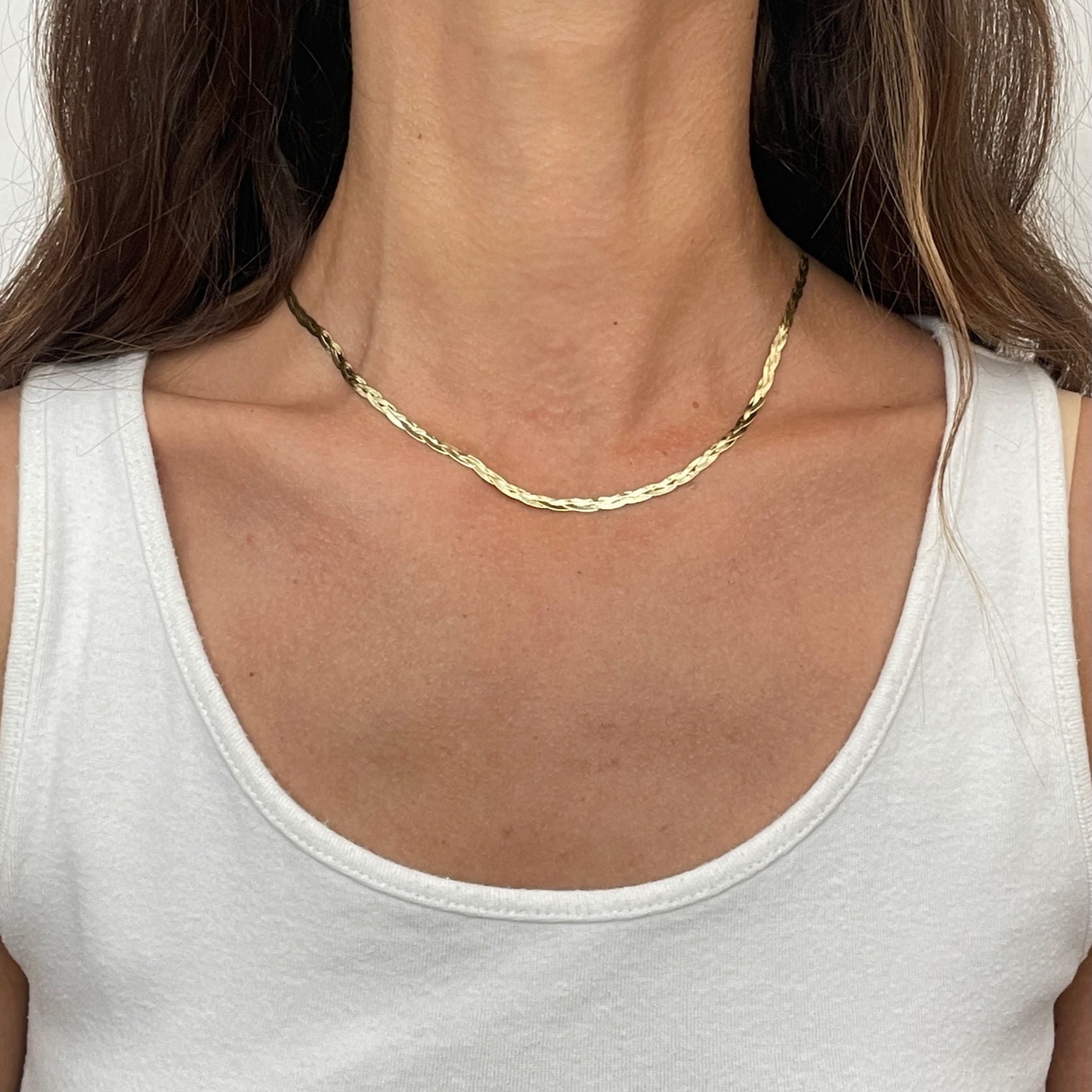 14K Yellow Gold Braided Serpentina Chain Necklace