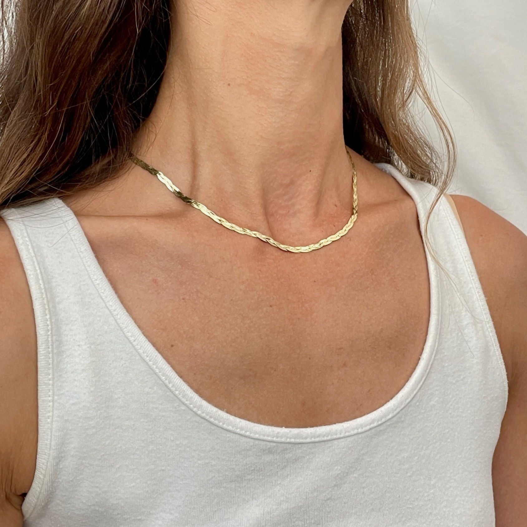 14K Yellow Gold Braided Serpentina Chain Necklace