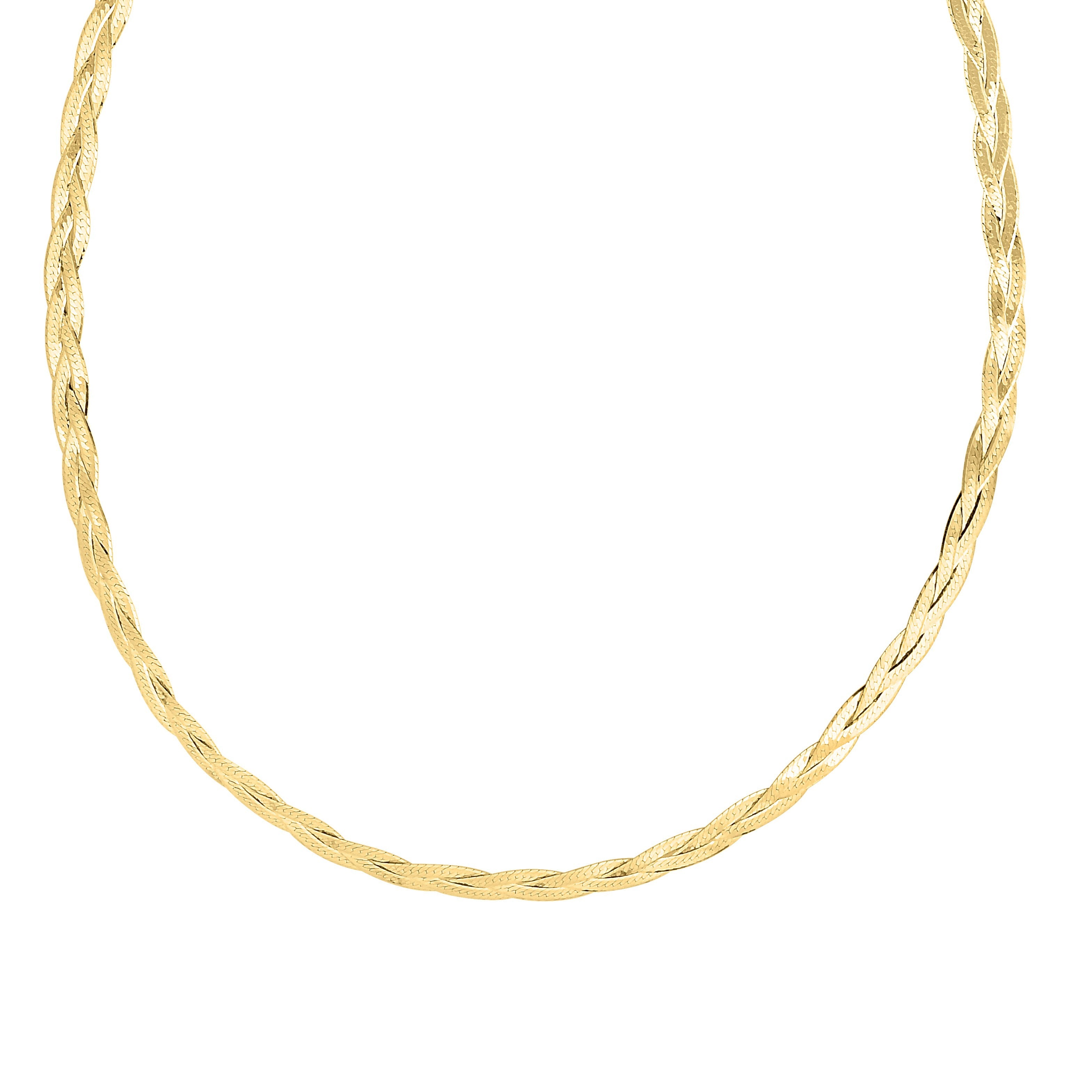 14K Yellow Gold Braided Serpentina Chain Necklace