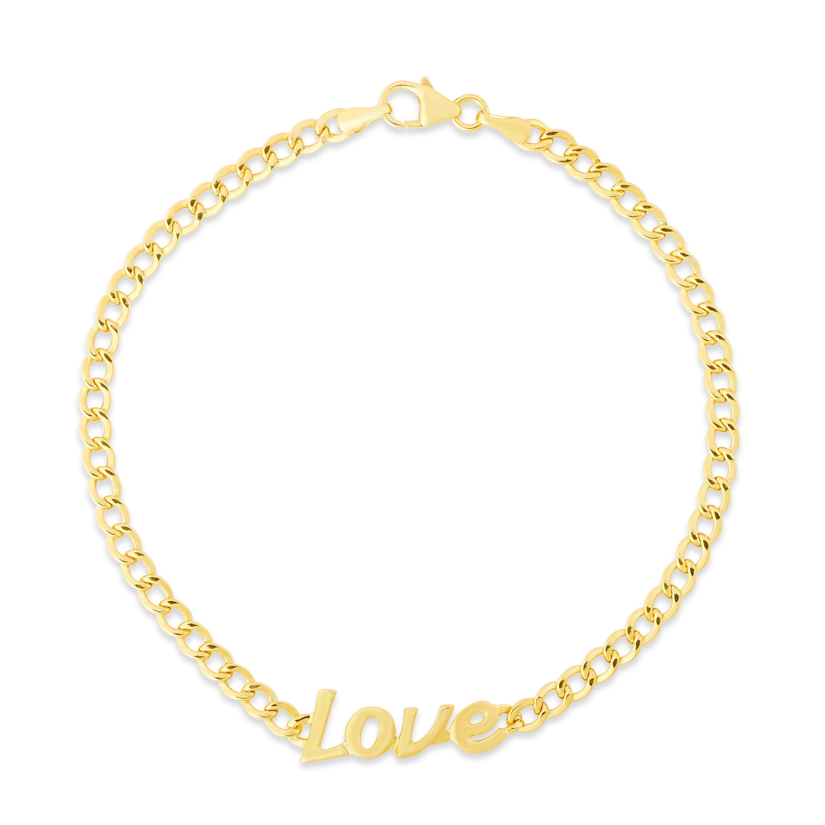 14K Gold Curb Love Bracelet