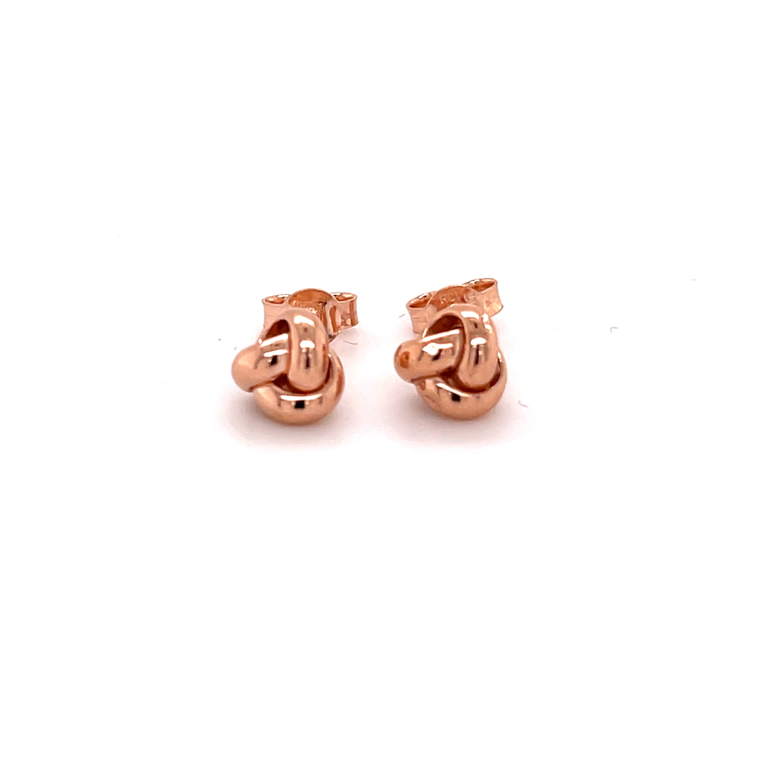 14K Rose Gold Dainty Love Knot Stud Earrings