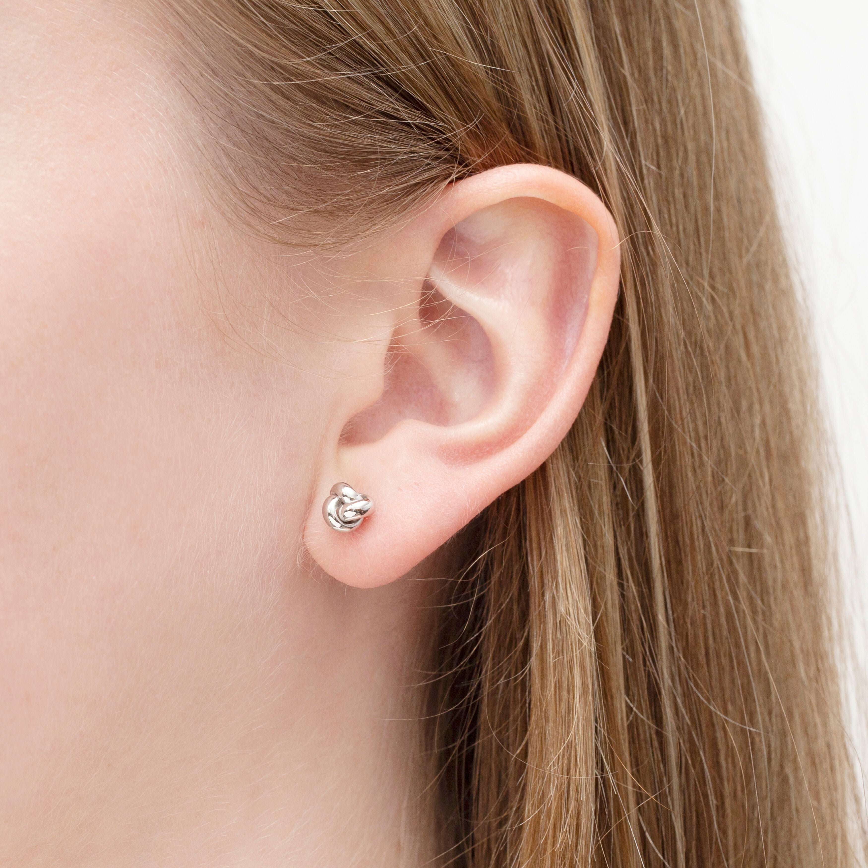 14K Rose Gold Dainty Love Knot Stud Earrings