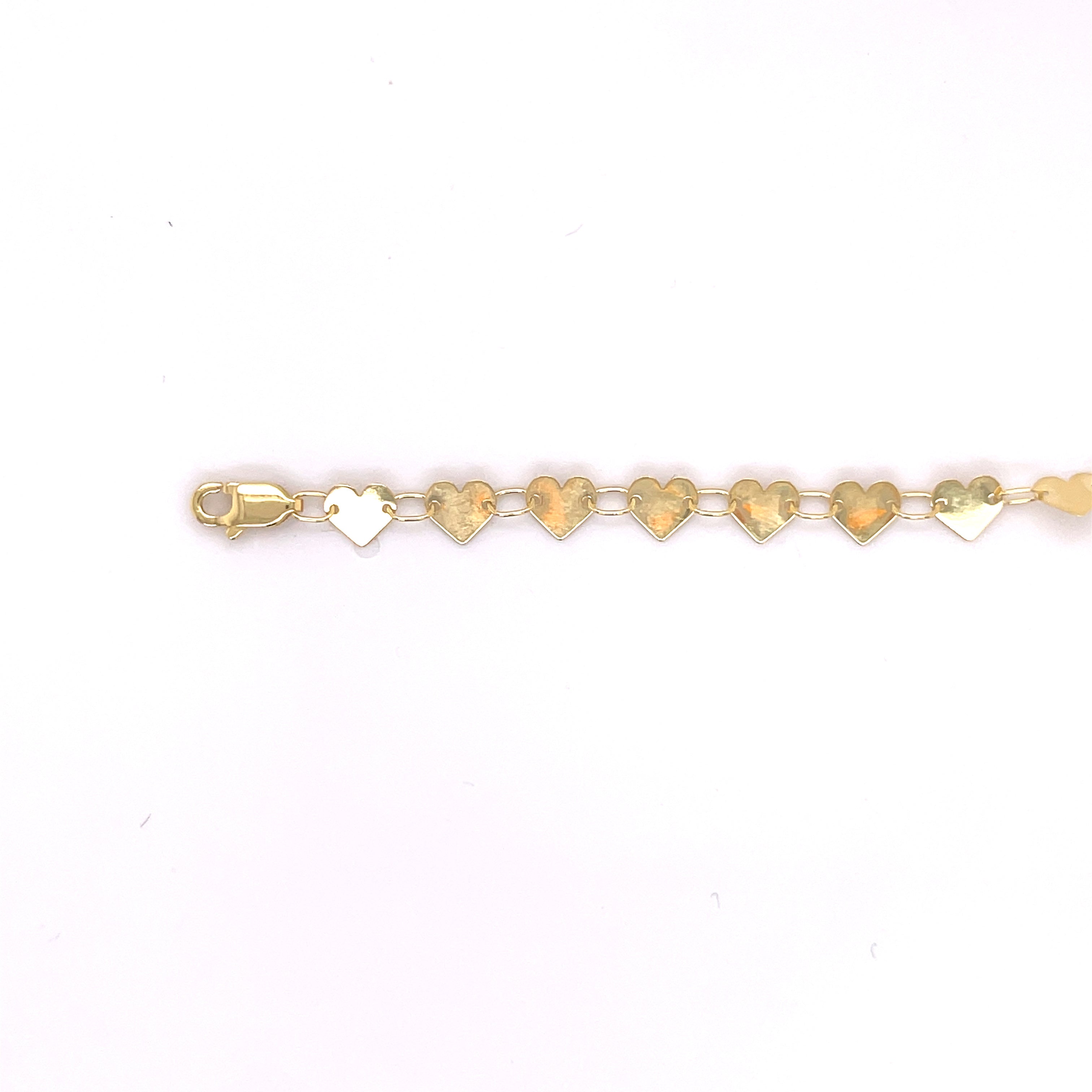 14K Gold Heart Mirror Link Bracelet