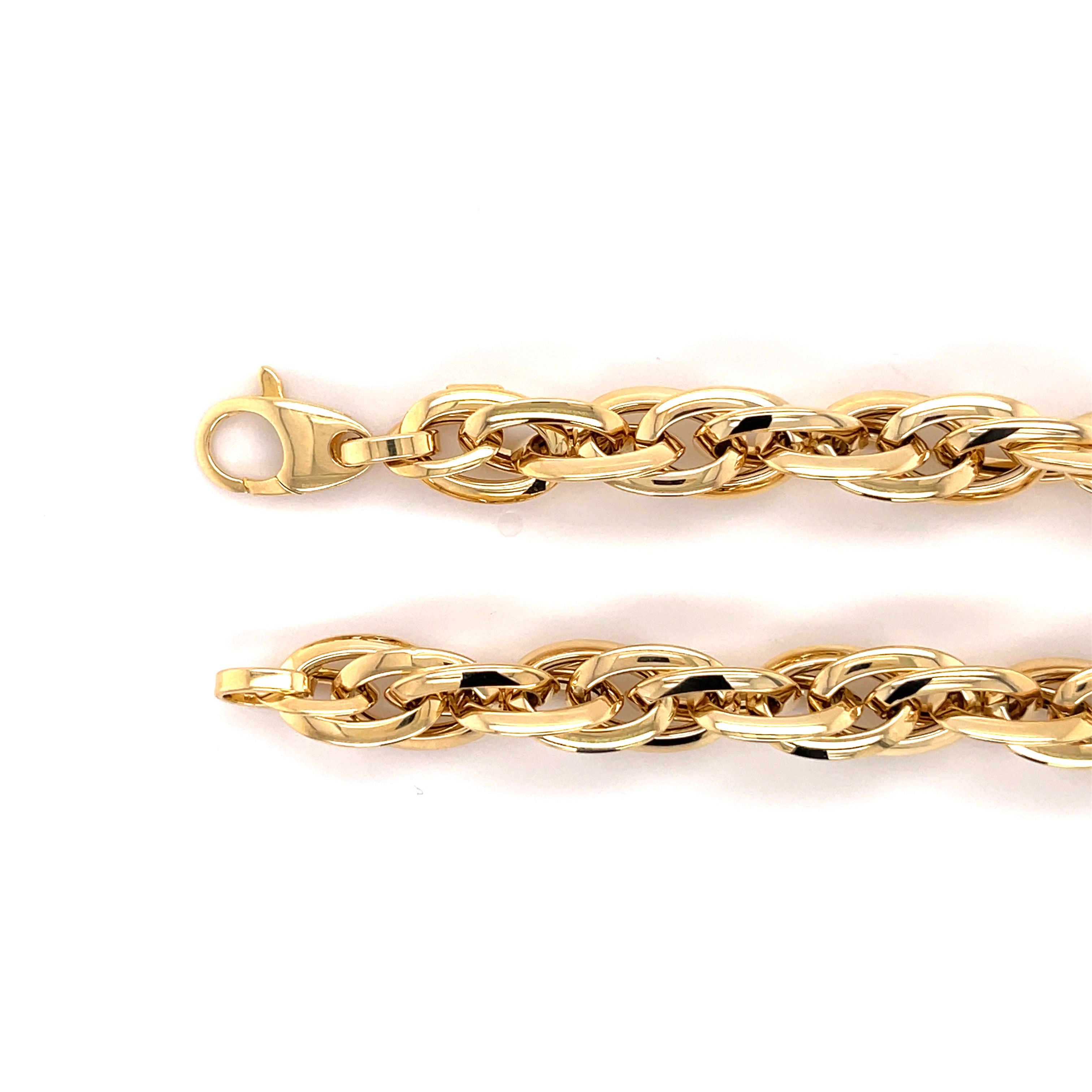 14K Yellow Gold Chunky Interlocking Double Oval Link Bracelet
