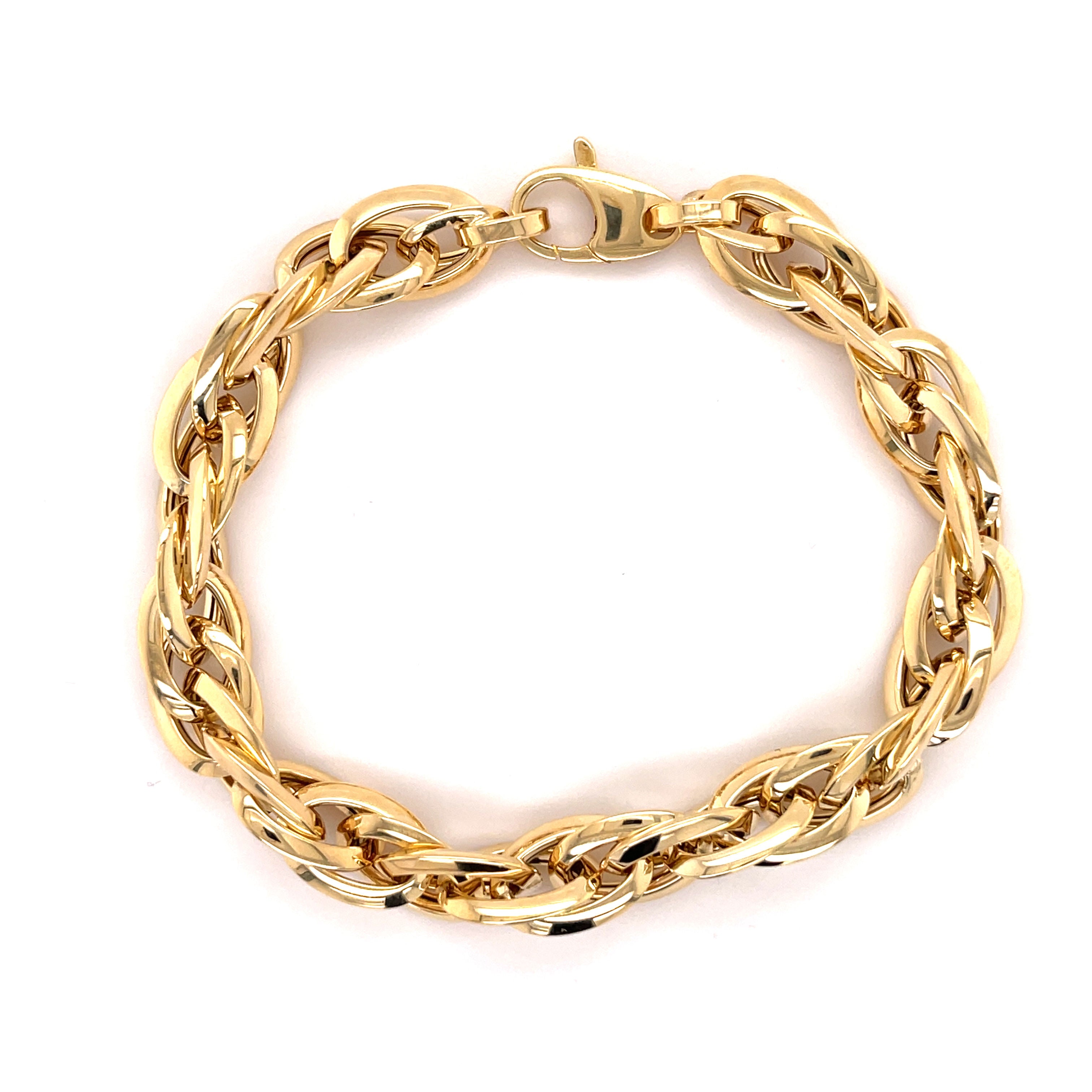 14K Yellow Gold Chunky Interlocking Double Oval Link Bracelet