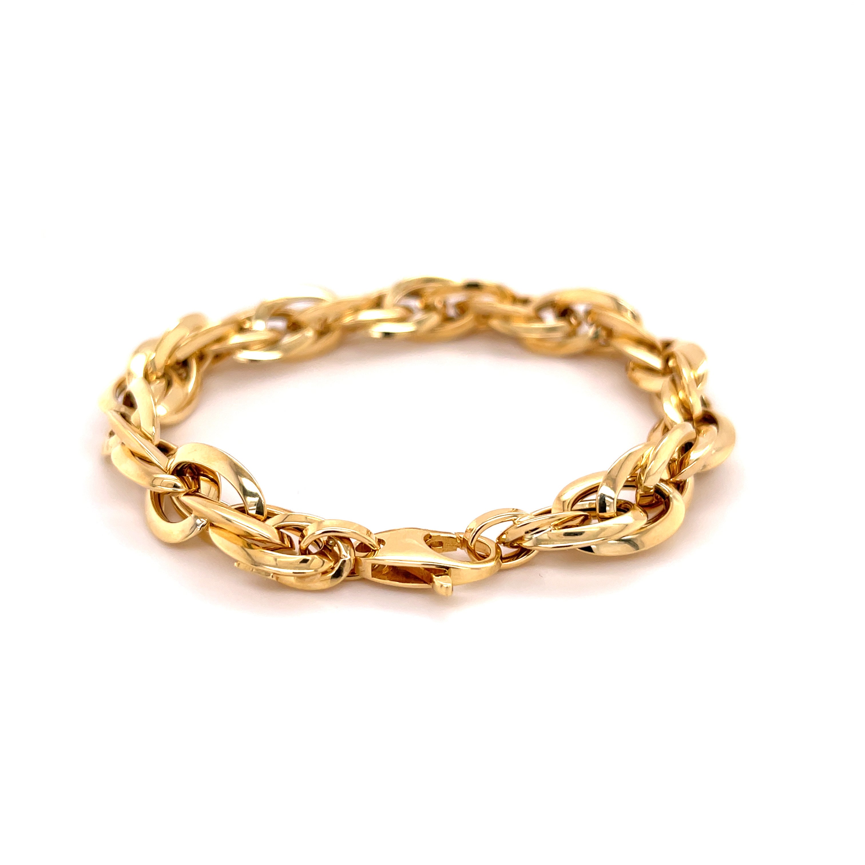 14K Yellow Gold Chunky Interlocking Double Oval Link Bracelet