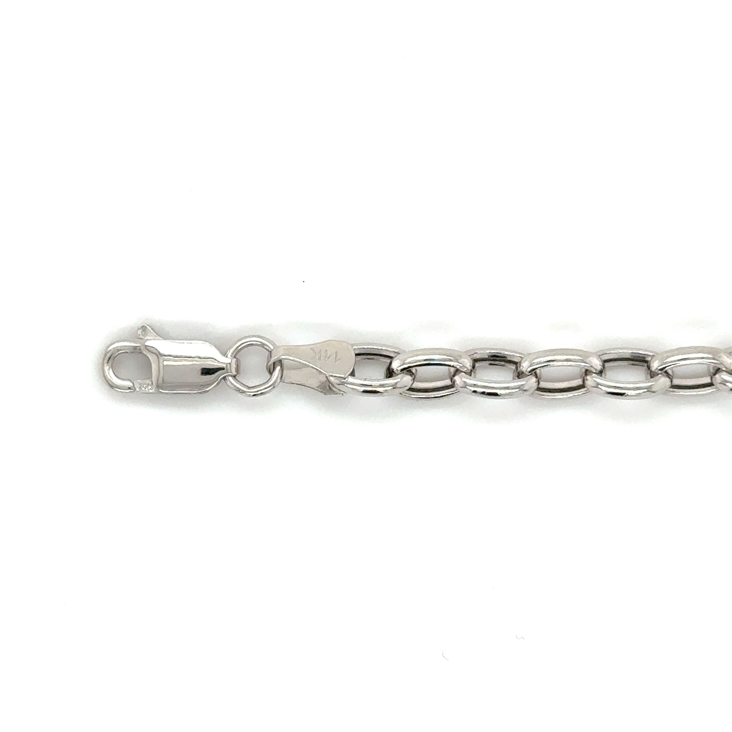 14K White Gold Oval Link Bracelet