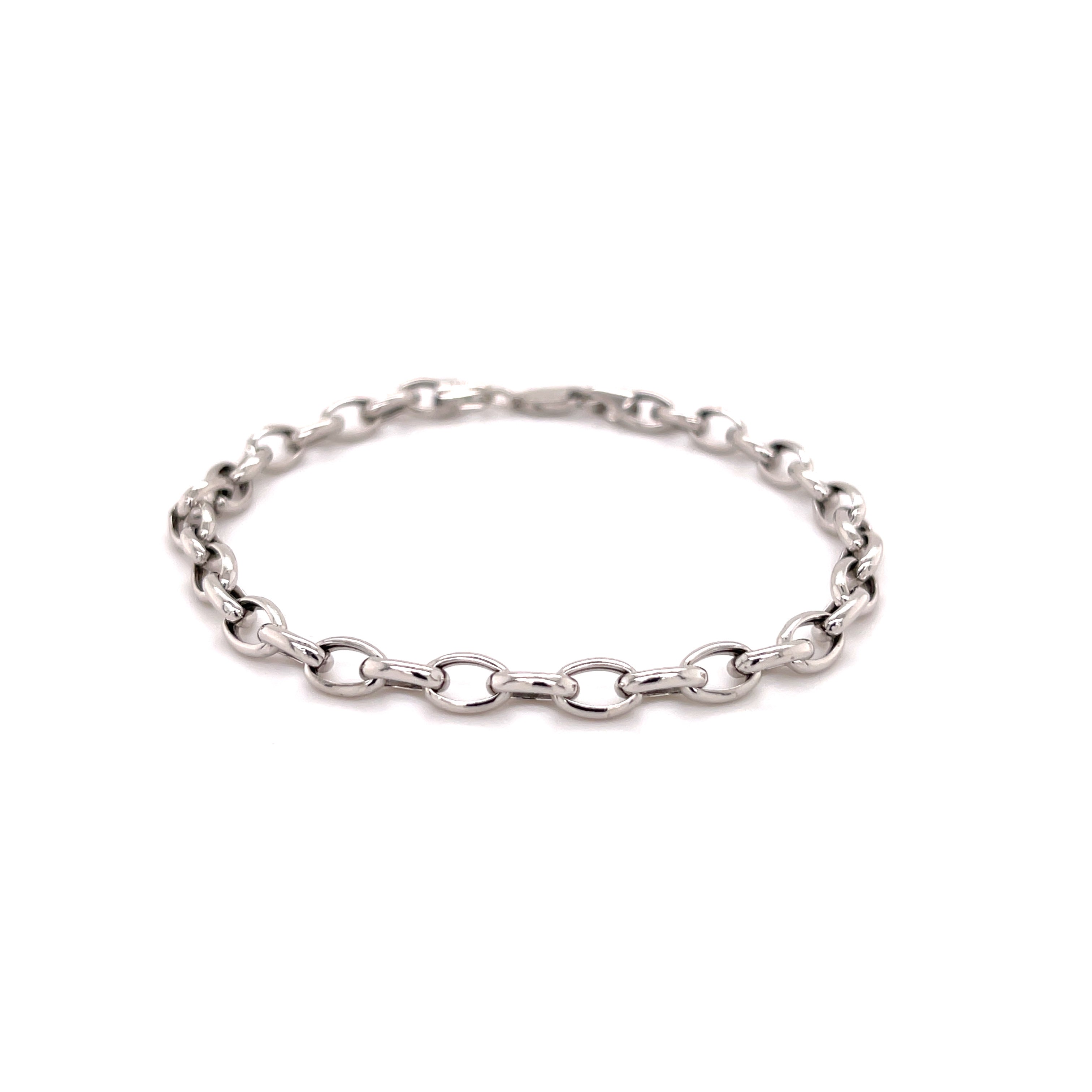 14K White Gold Oval Link Bracelet