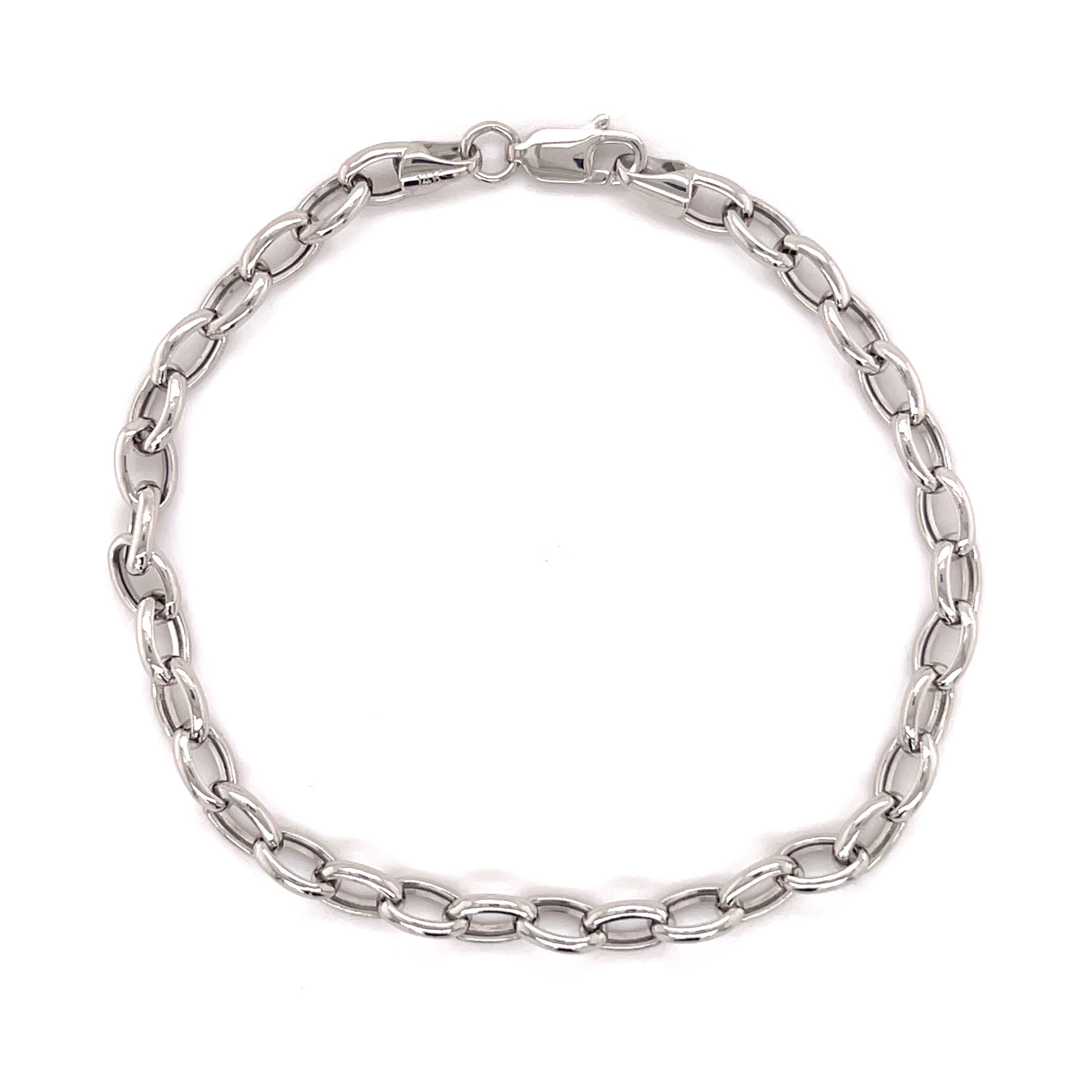 14K White Gold Oval Link Bracelet