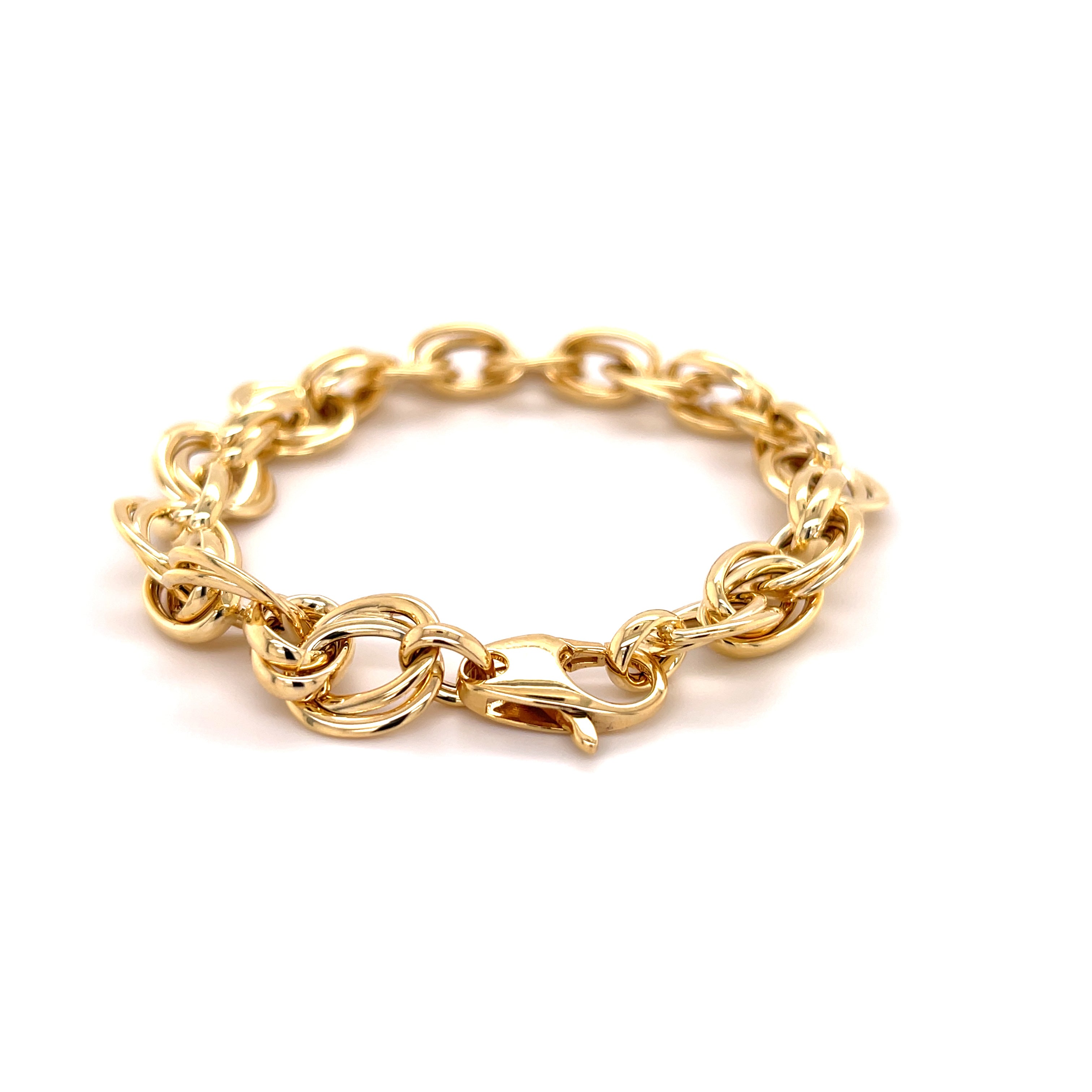 14K Yellow Gold Chunky Double Link Chain Bracelet