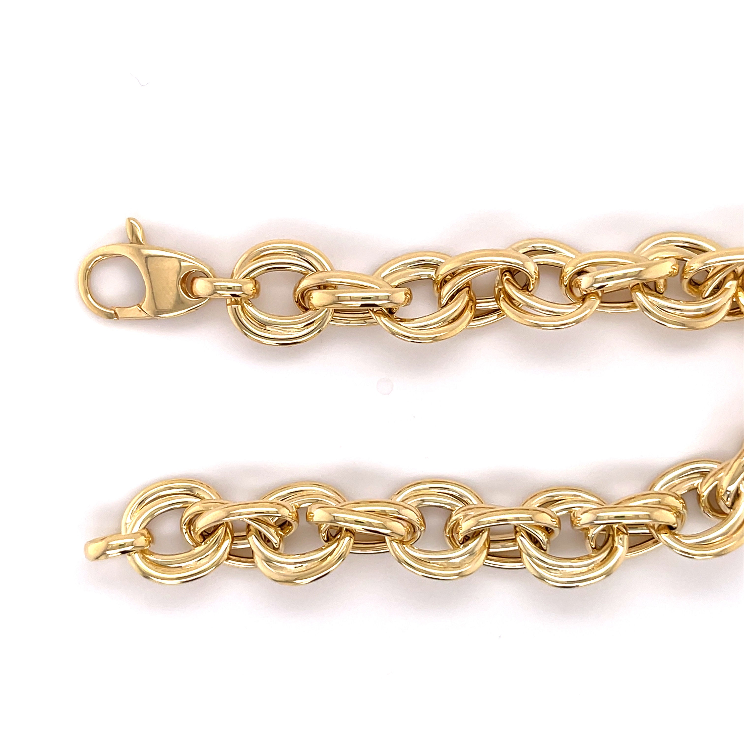 14K Solid Gold Chunky Double Link Bracelet – Bold, Elegant, Timeless