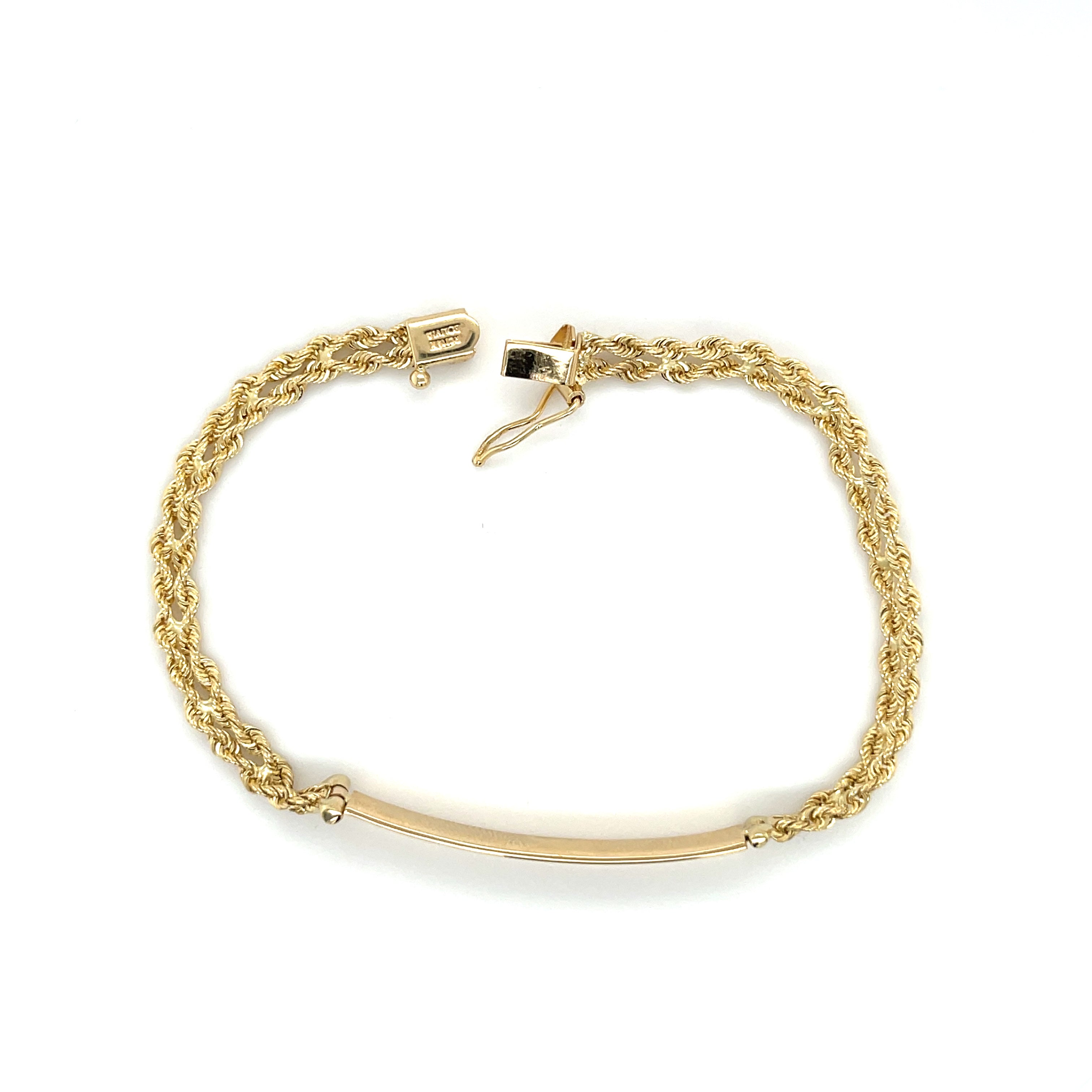 14K Gold Double Rope ID Bracelet