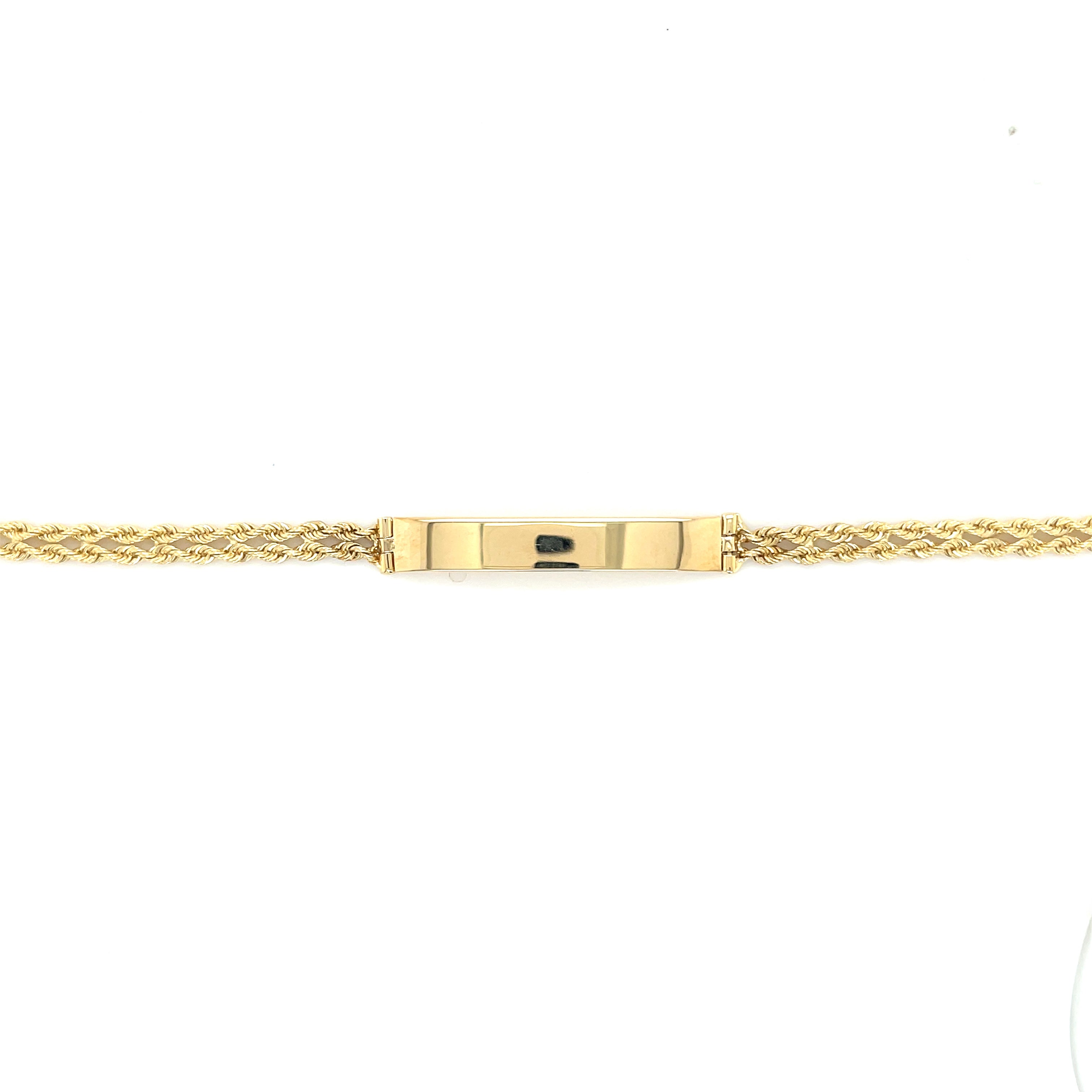 14K Gold Double Rope ID Bracelet