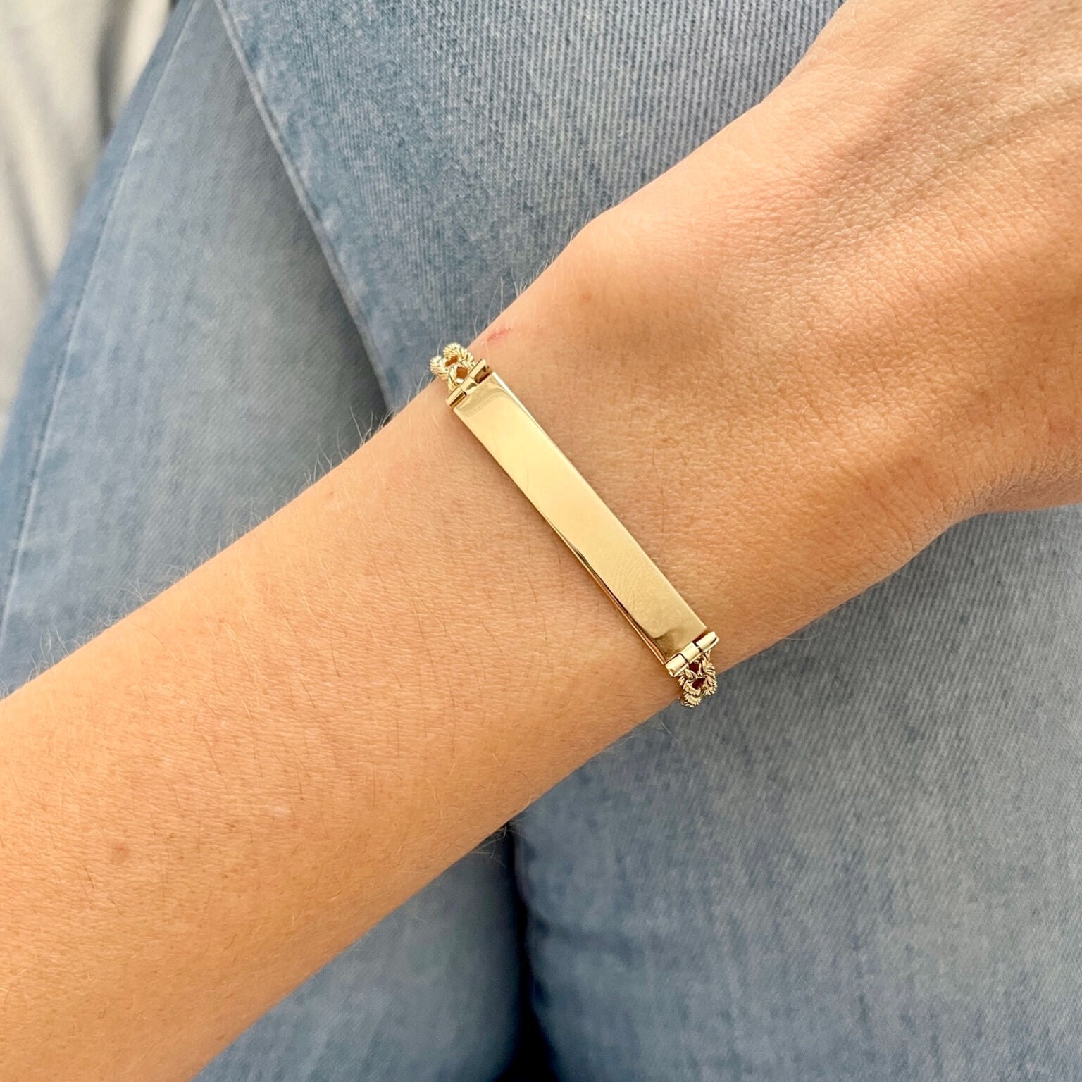 14K Yellow Gold Double Rope ID Bracelet 5mm Thick Chain – Timeless, Personal, Elegant