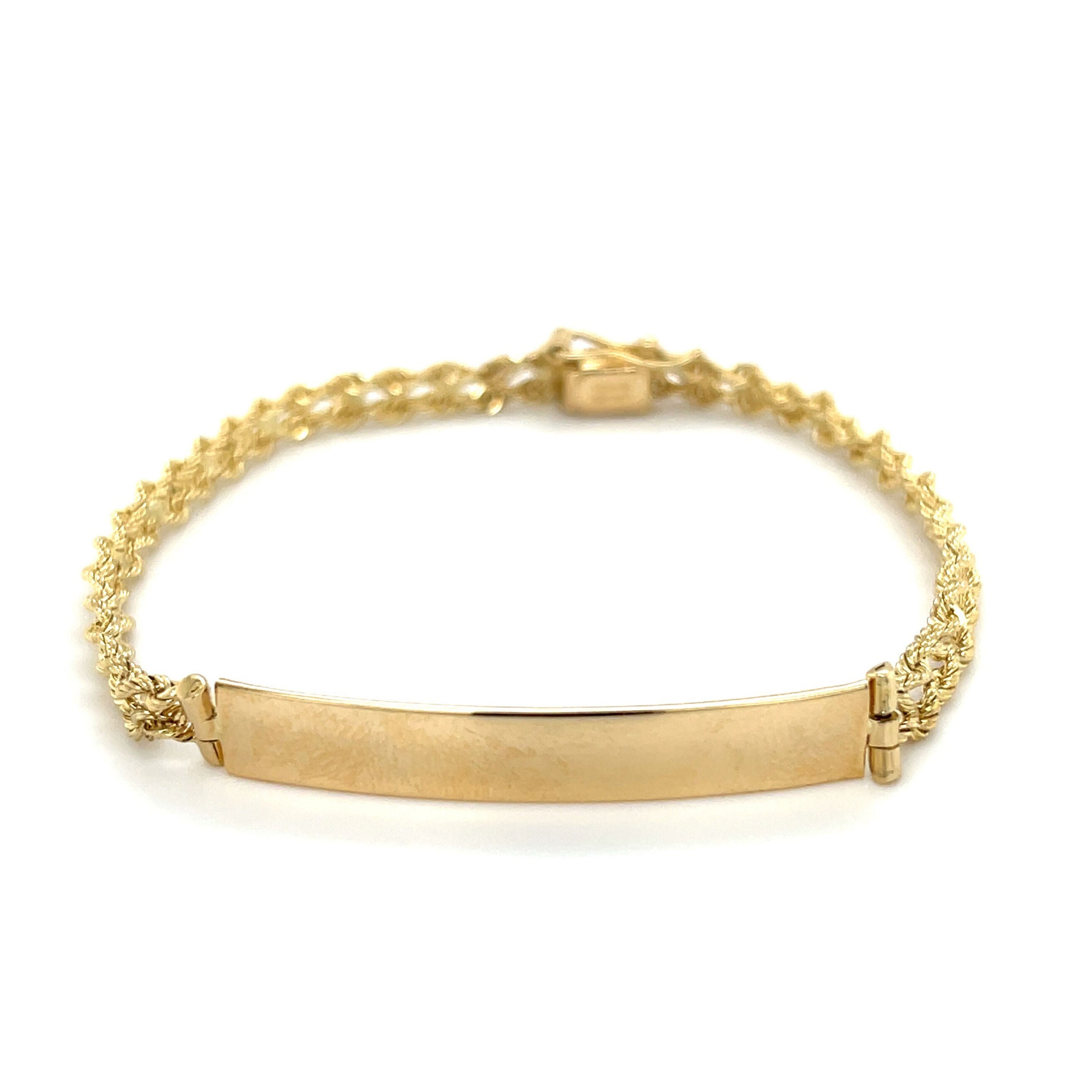 14K Gold Double Rope ID Bracelet