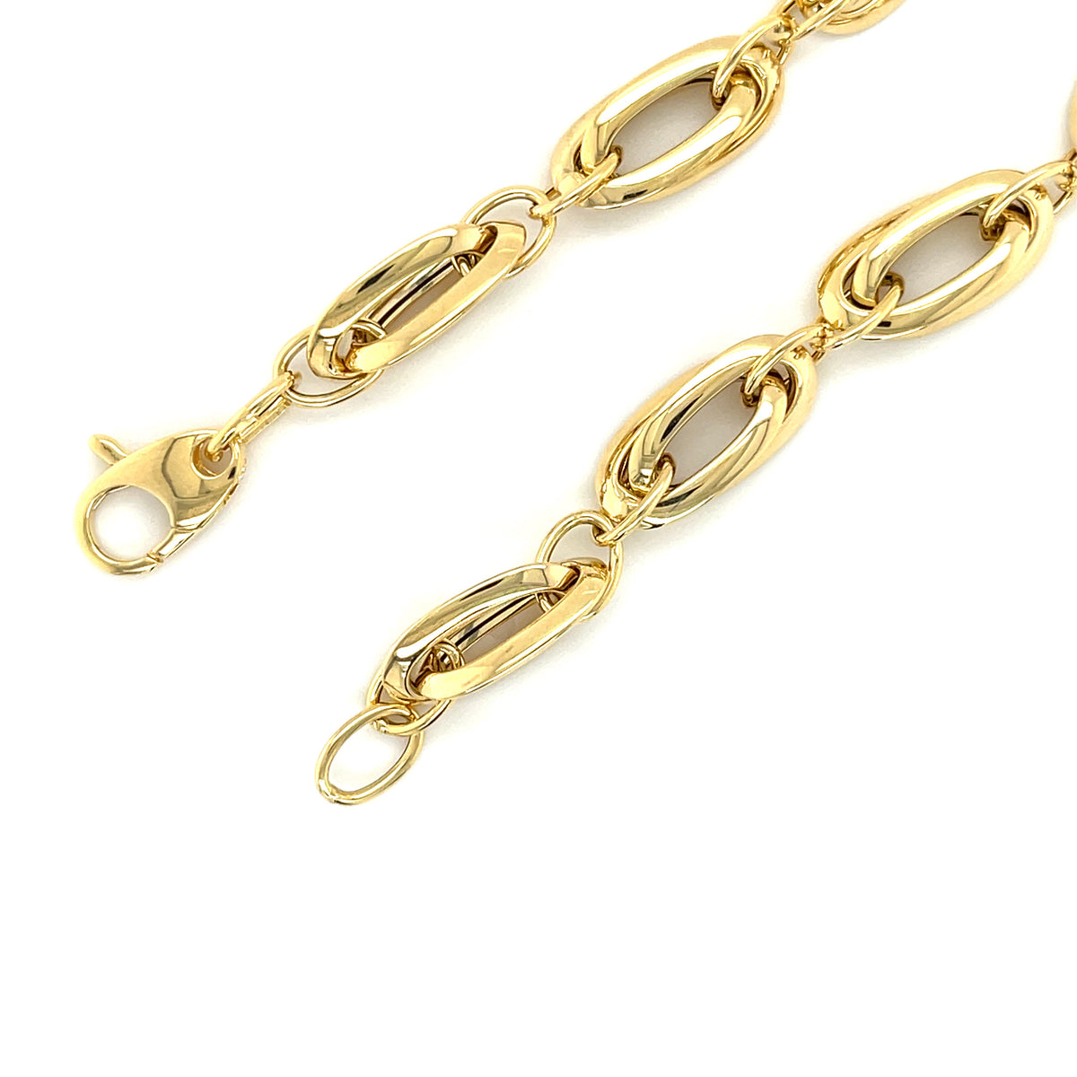 14K Yellow Gold Interlocking Double Oval Link Bracelet, 8.2mm