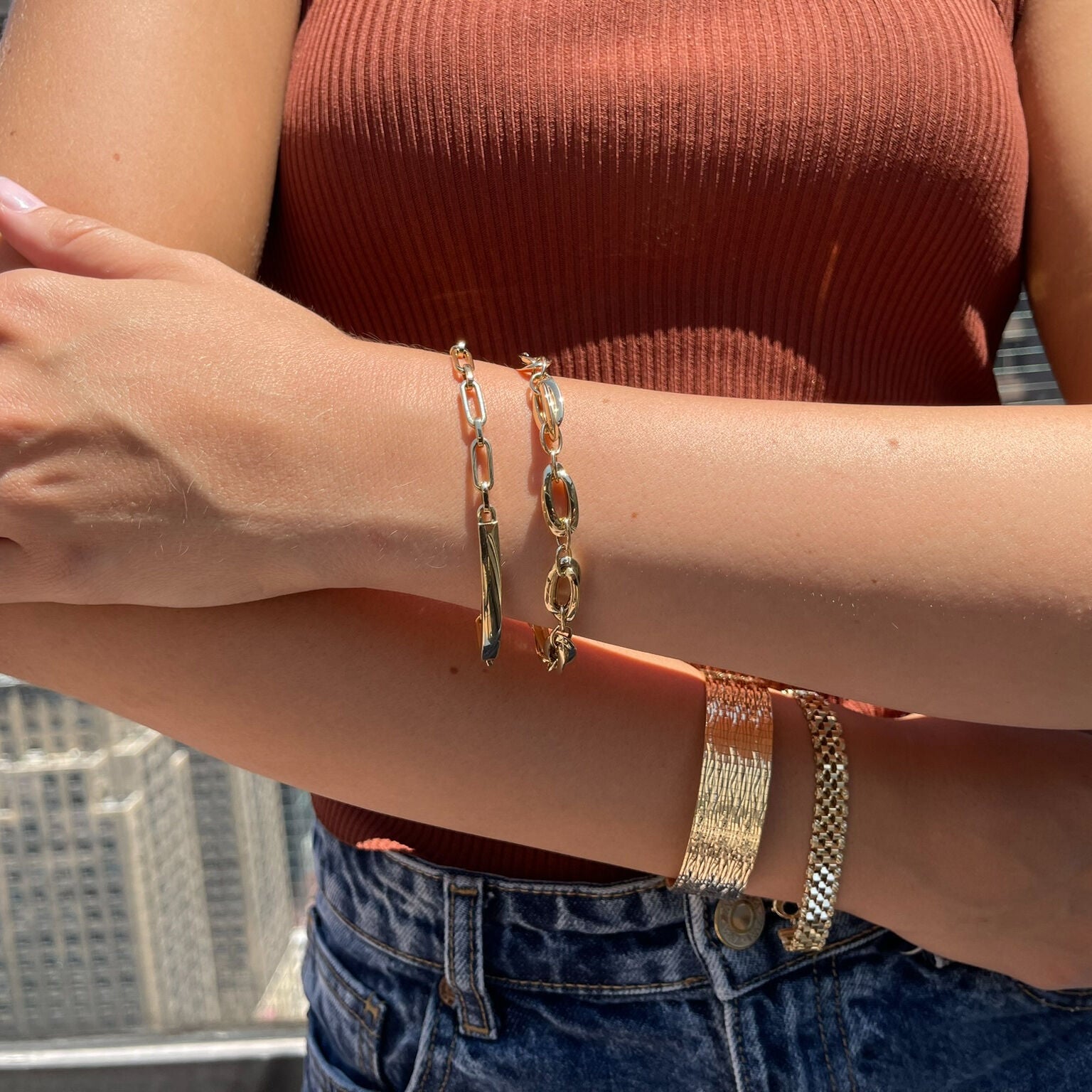 14K Yellow Gold Chunky Elongated Oval Link Bracelet – Bold, Modern, Polished