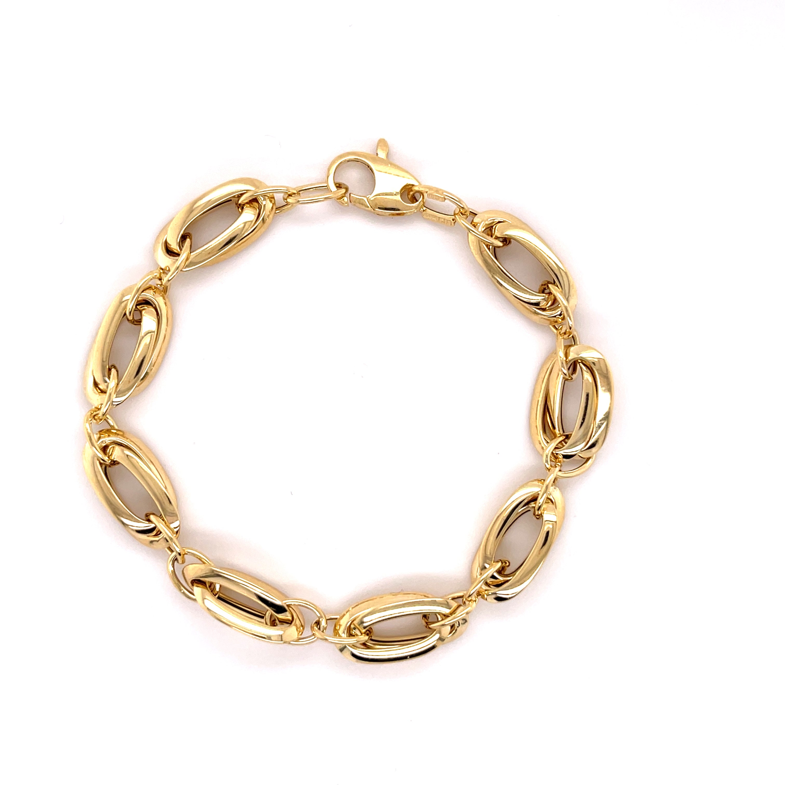 14K Yellow Gold Interlocking Double Oval Link Bracelet, 8.2mm