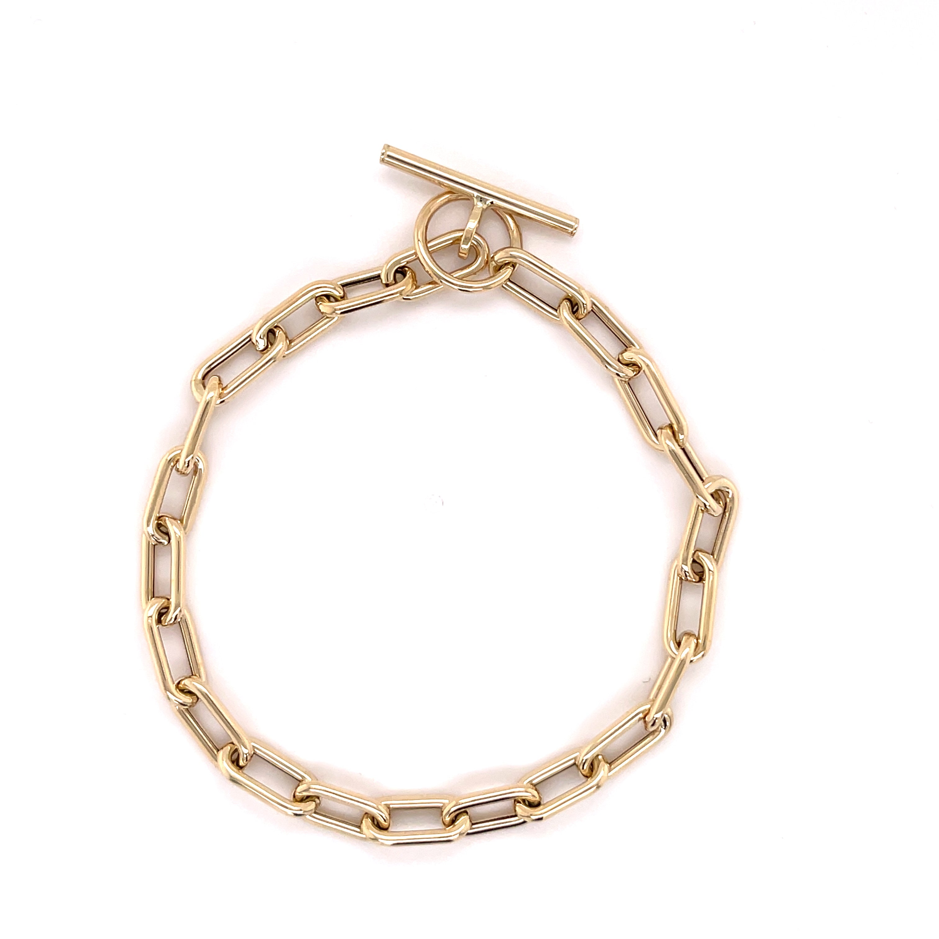 14K Yellow Gold Toggle Paperclip Bracelet Women