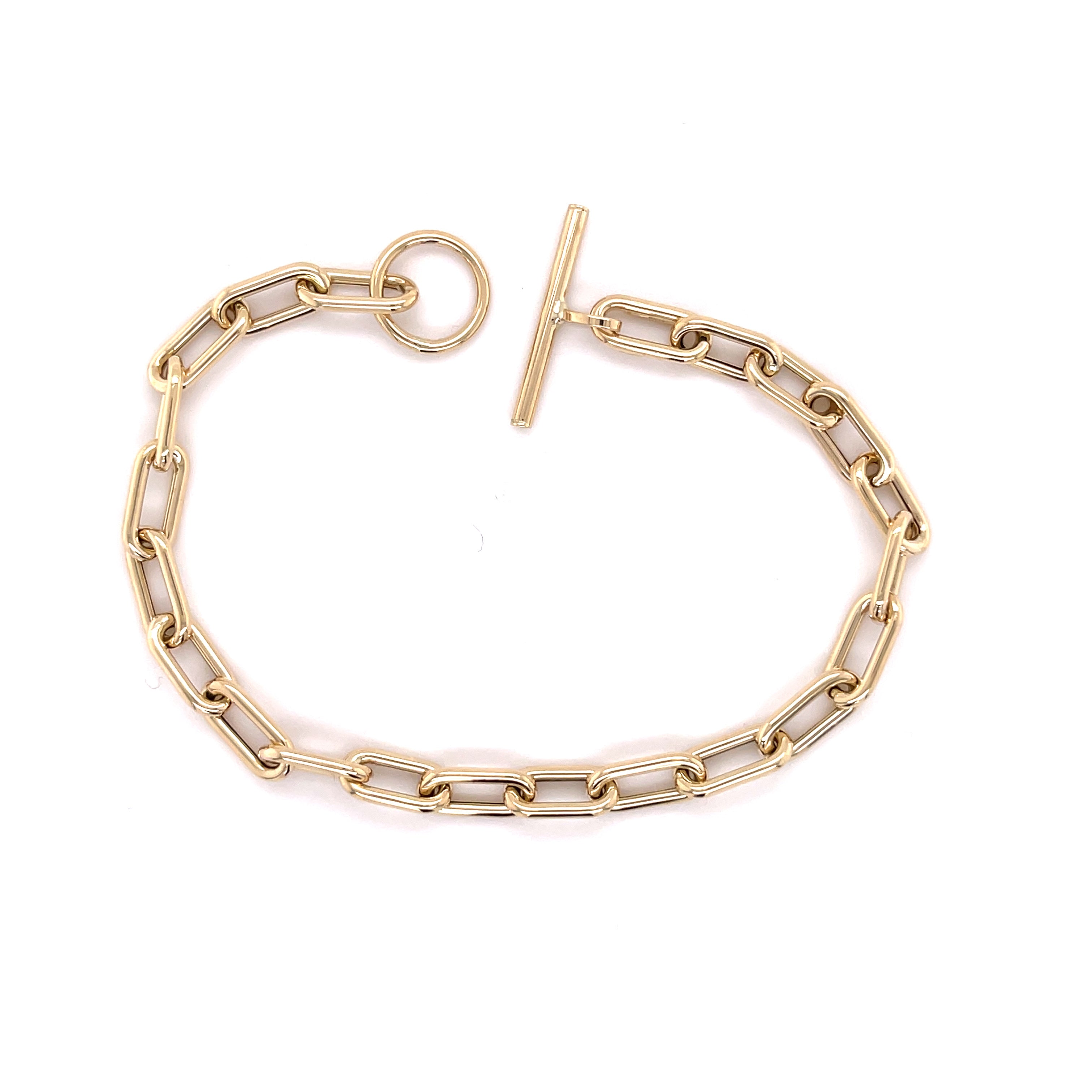 14K Yellow Gold Toggle Paperclip Bracelet Women