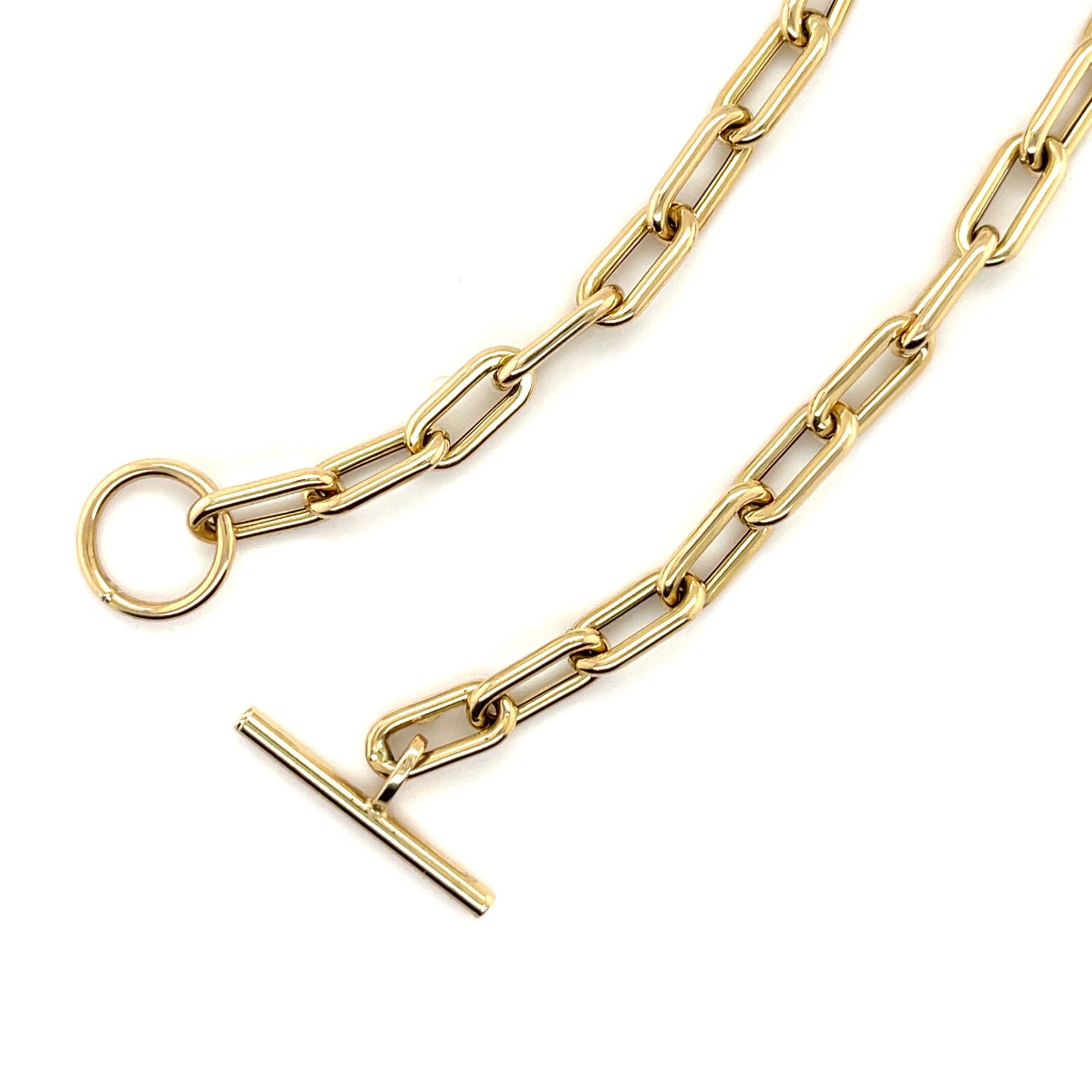 14K Yellow Gold Toggle Paperclip Bracelet Women