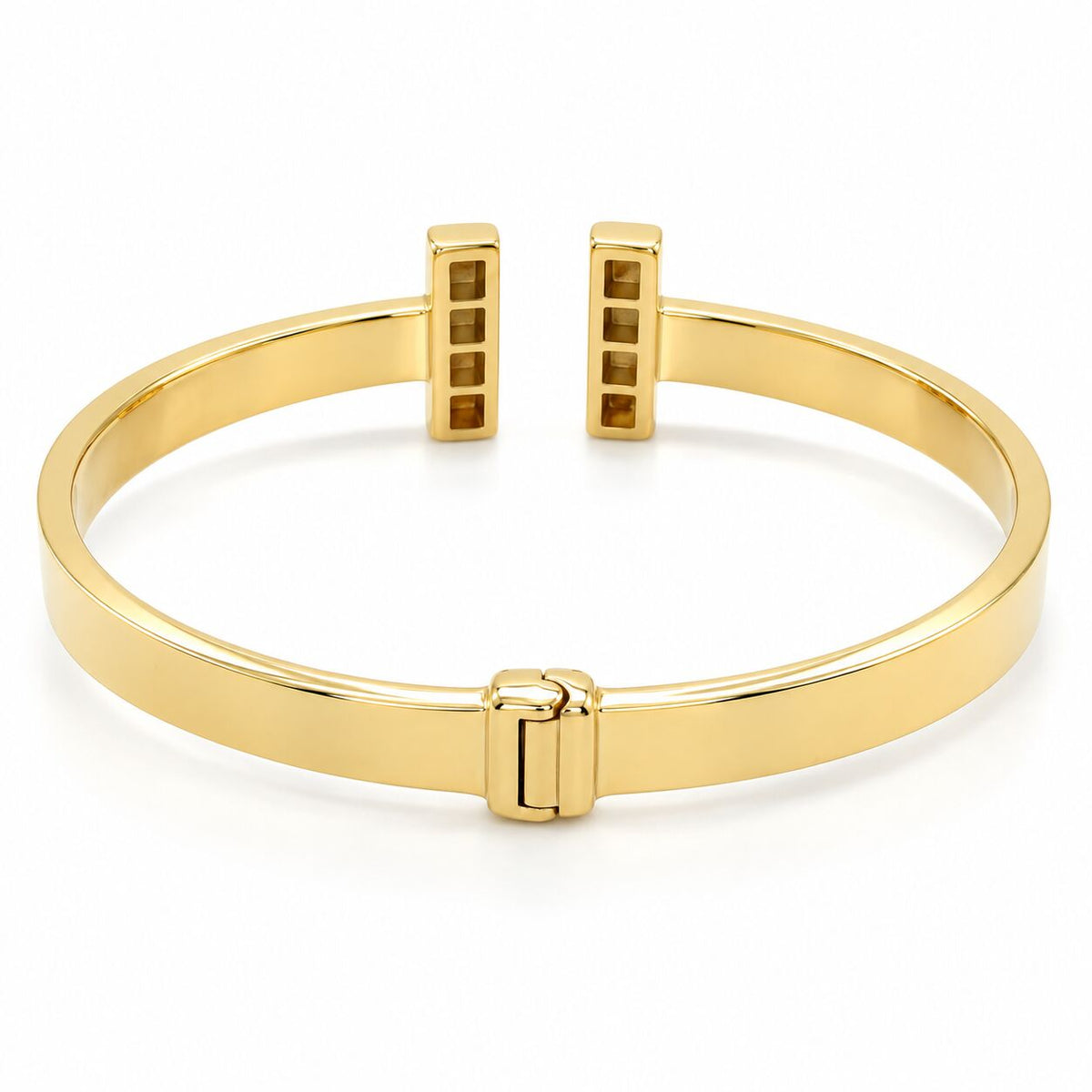 14K Yellow Gold T-Bar Hinged Cuff Bangle, 6mm