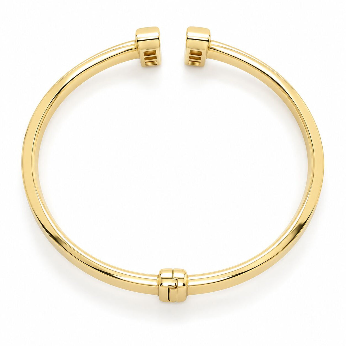 14K Yellow Gold T-Bar Hinged Cuff Bangle, 6mm