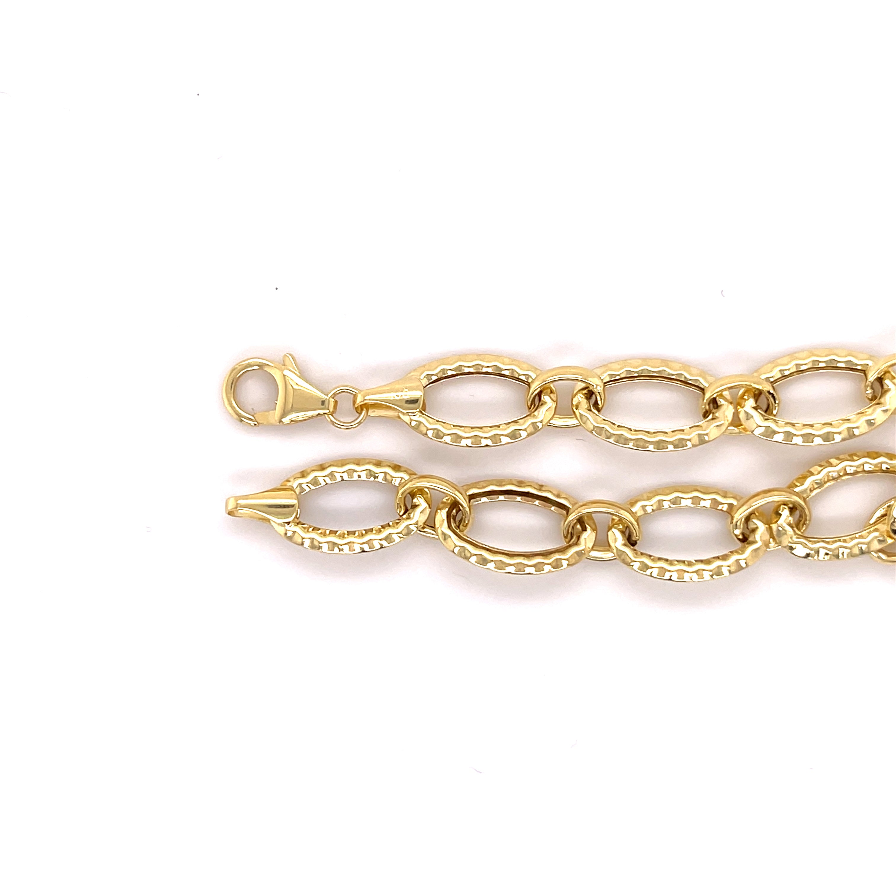 14K Solid Gold Textured Rolo Link Bracelet – Textured, Polished, Timeless