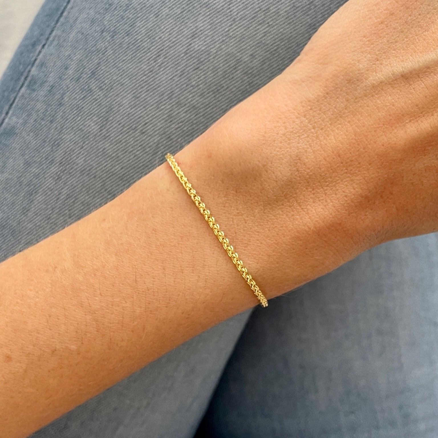 14K Gold Wheat Bracelet