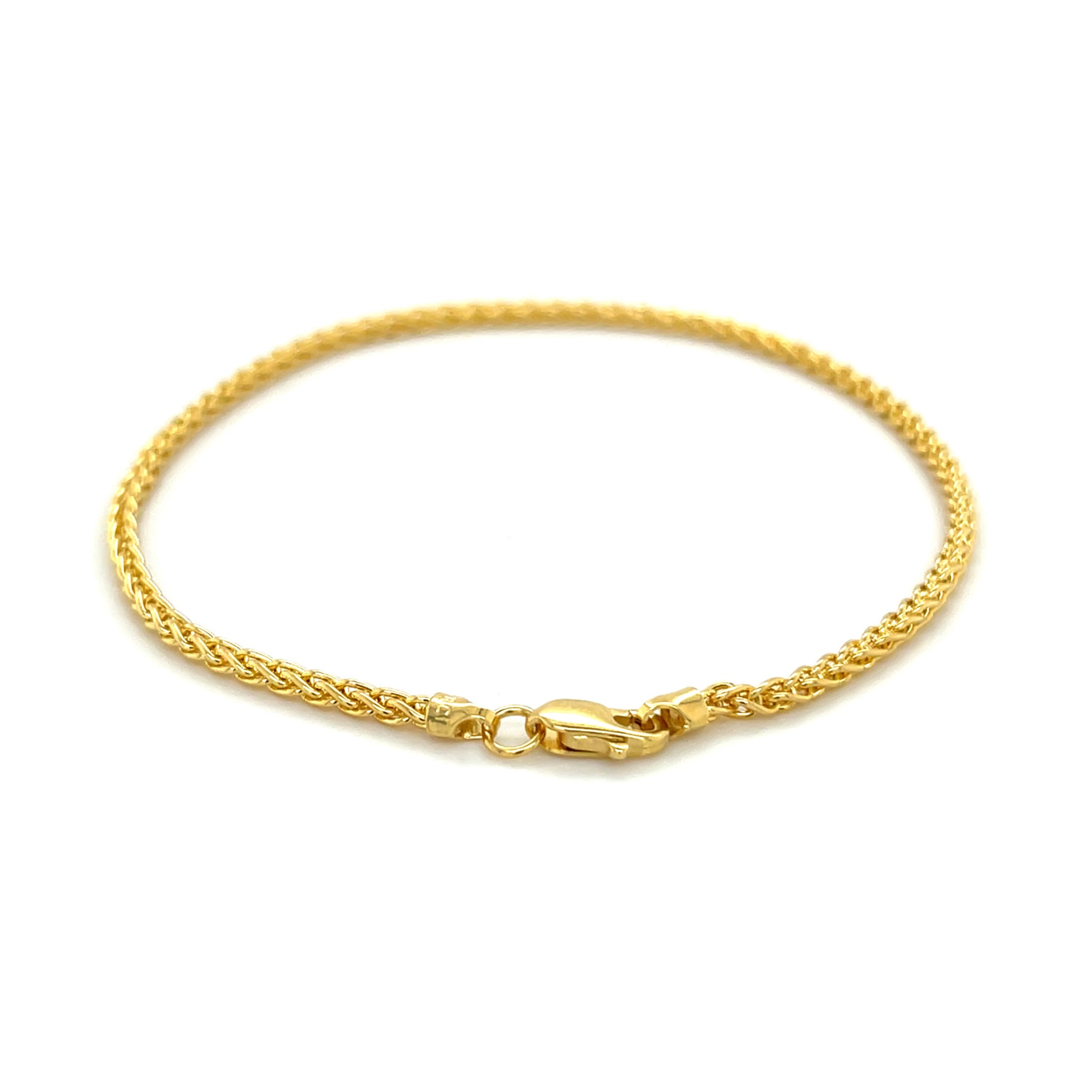 14K Solid Gold Wheat Chain Bracelet – Elegant, Durable, Timeless