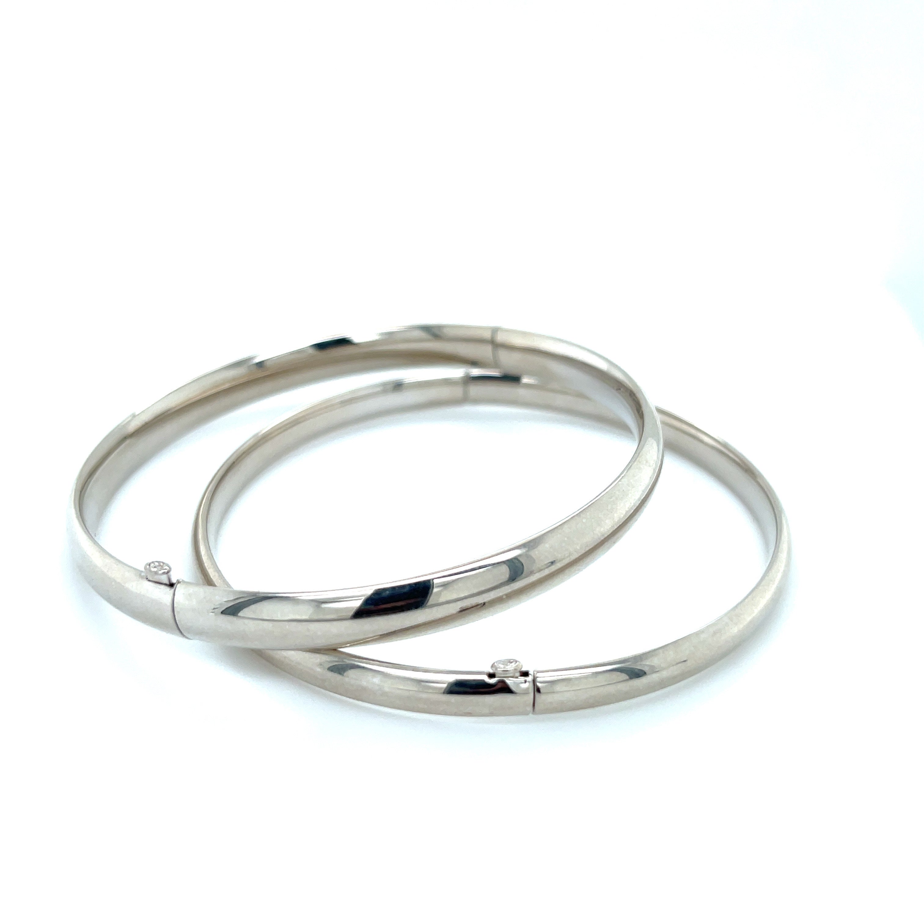 14K WHITE GOLD POLISHED BANGLE BRACELETS