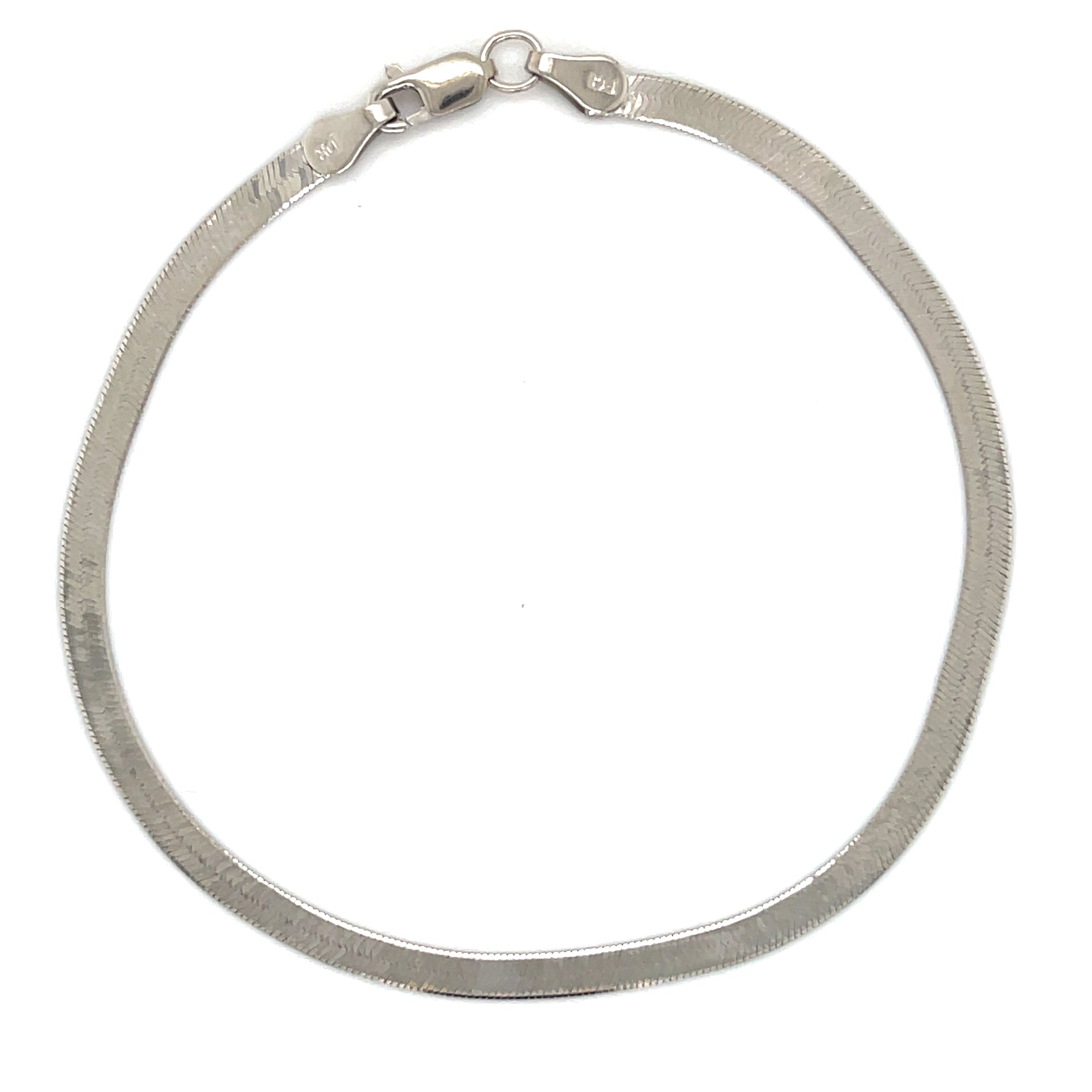 14K White Gold Herringbone Bracelet