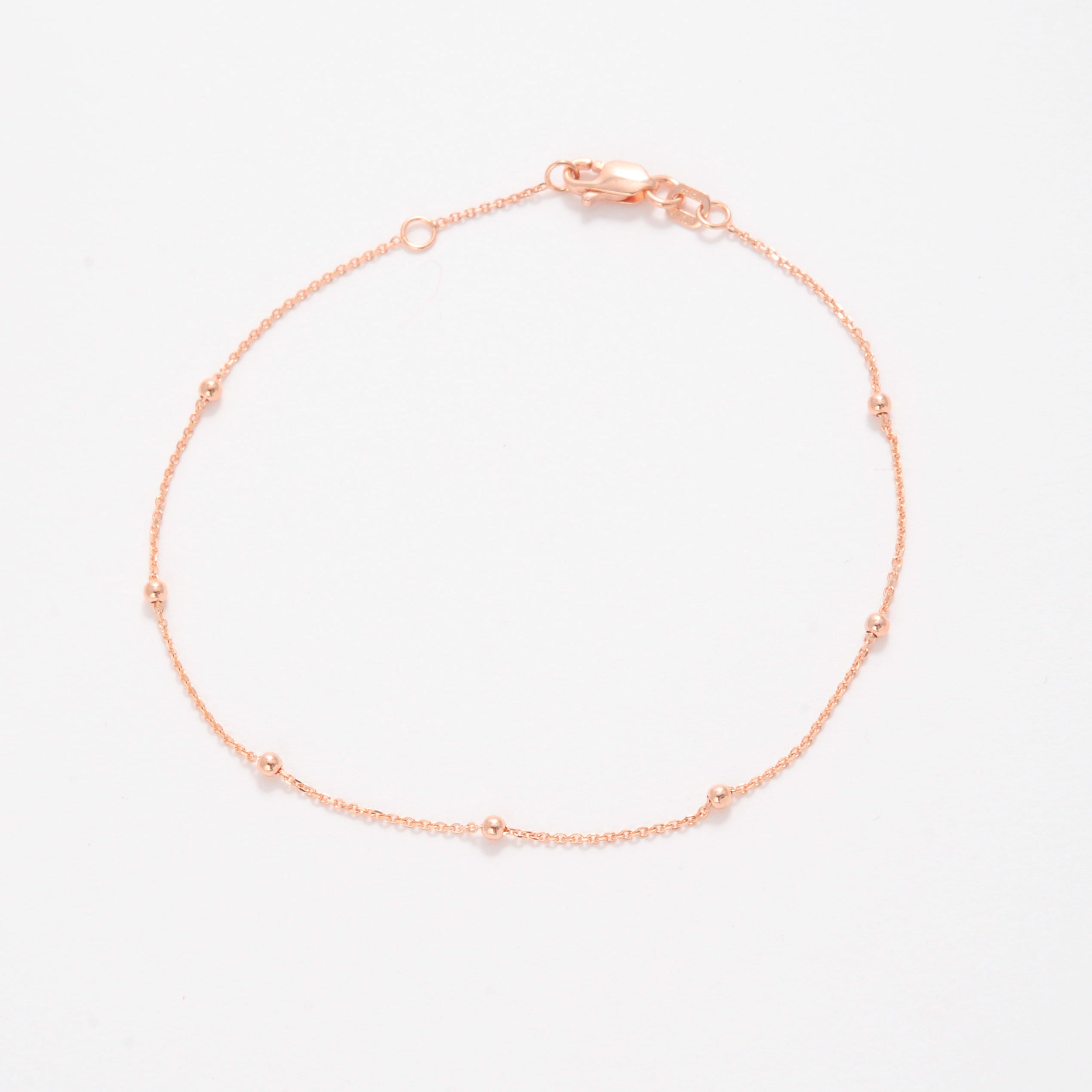 14K Gold Dainty Bead Station Bracelet