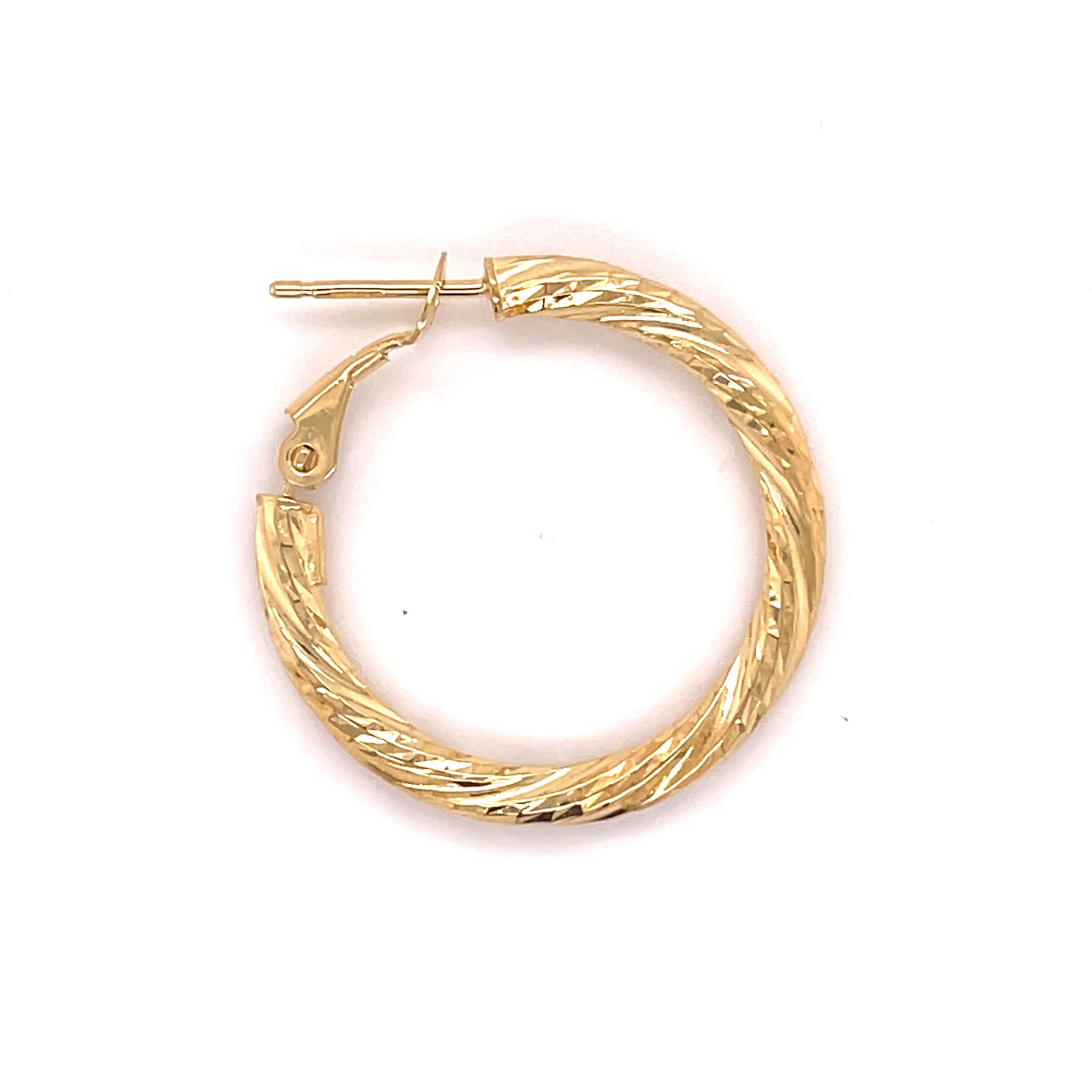 14K Gold Twist Hoops With Omega Back