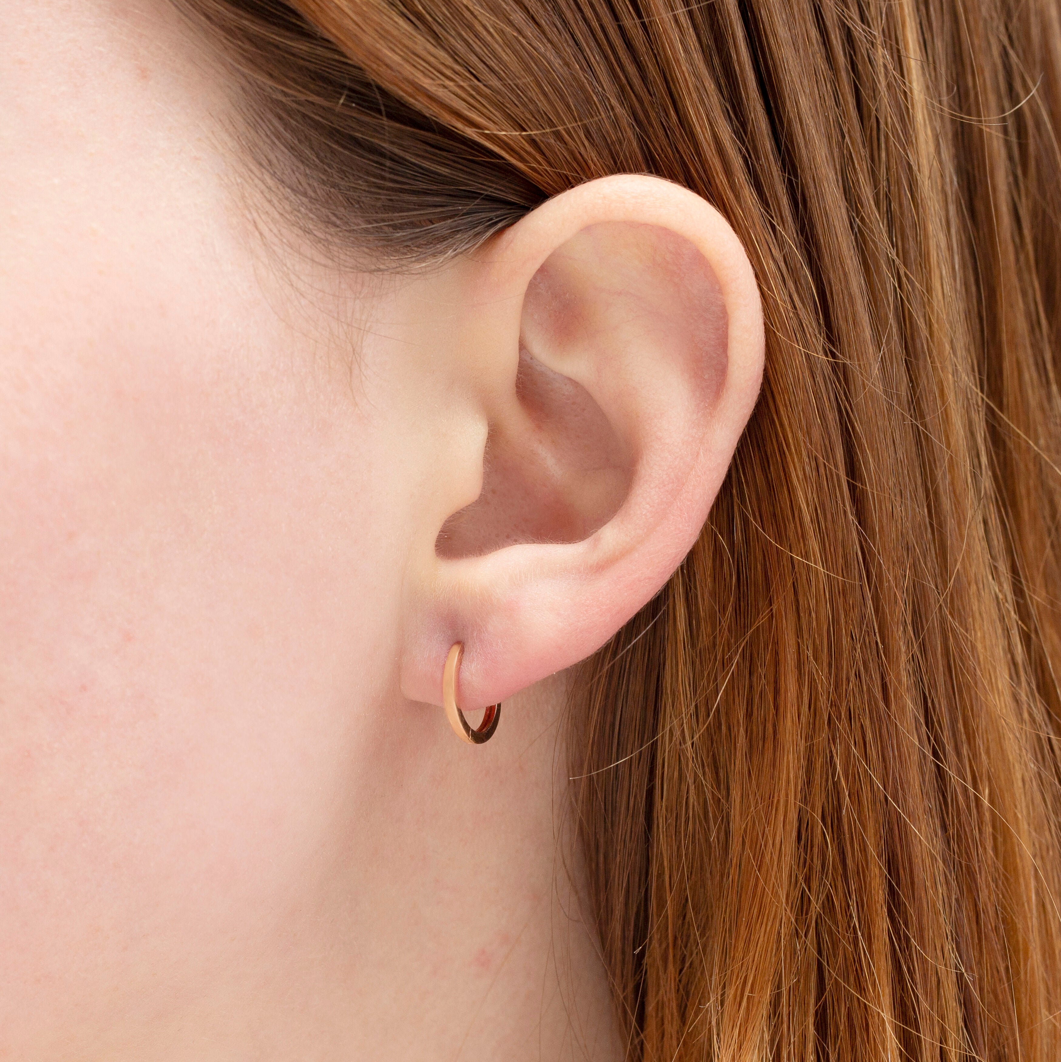 14K Gold 12mm Thin Huggie Hoop Earrings