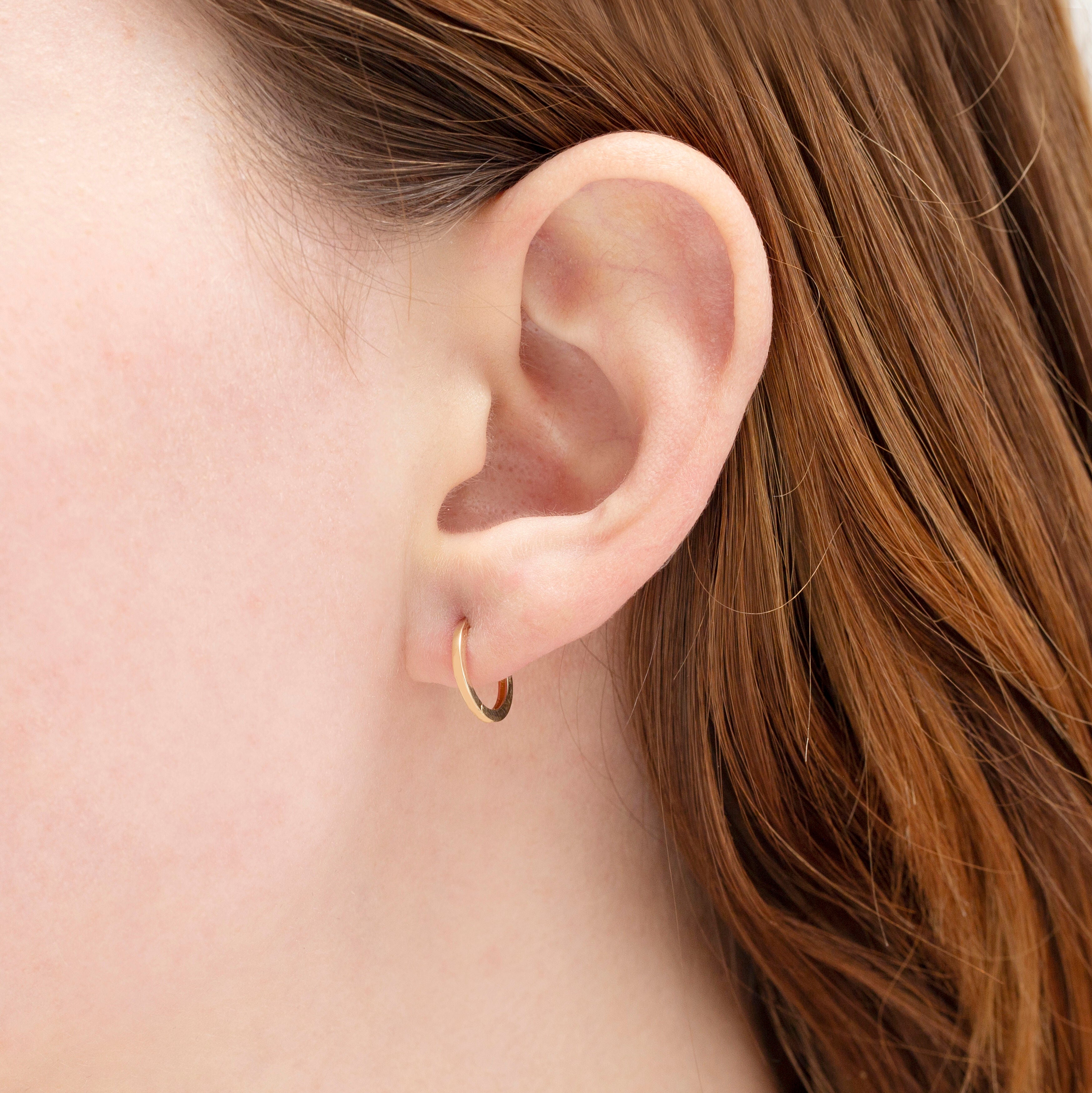 14K Gold 12mm Thin Huggie Hoop Earrings