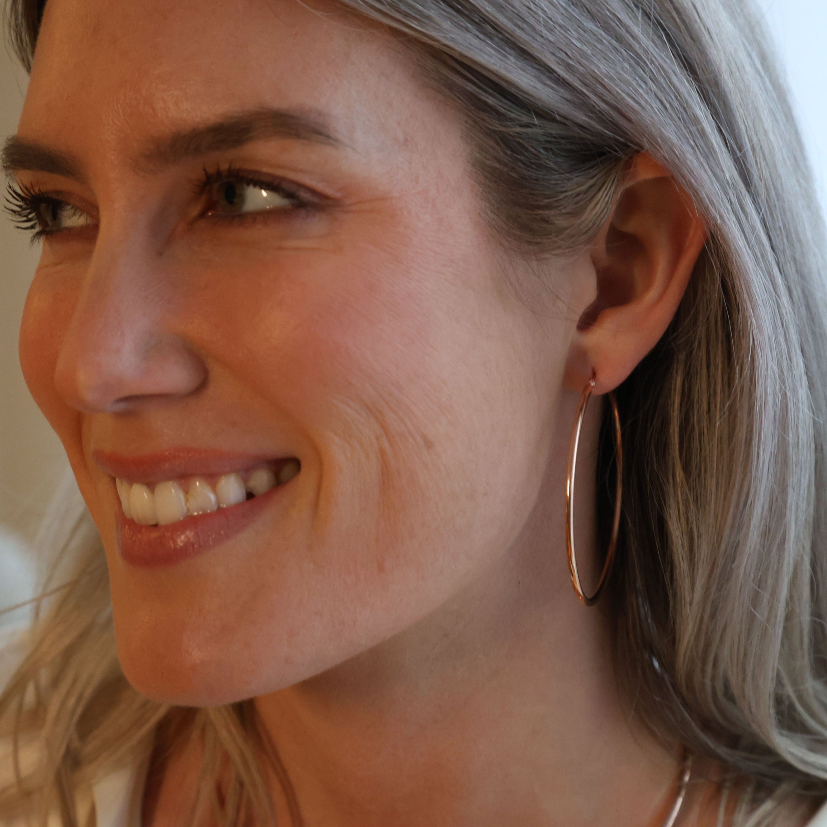 14K Thin Rose Gold Hoops