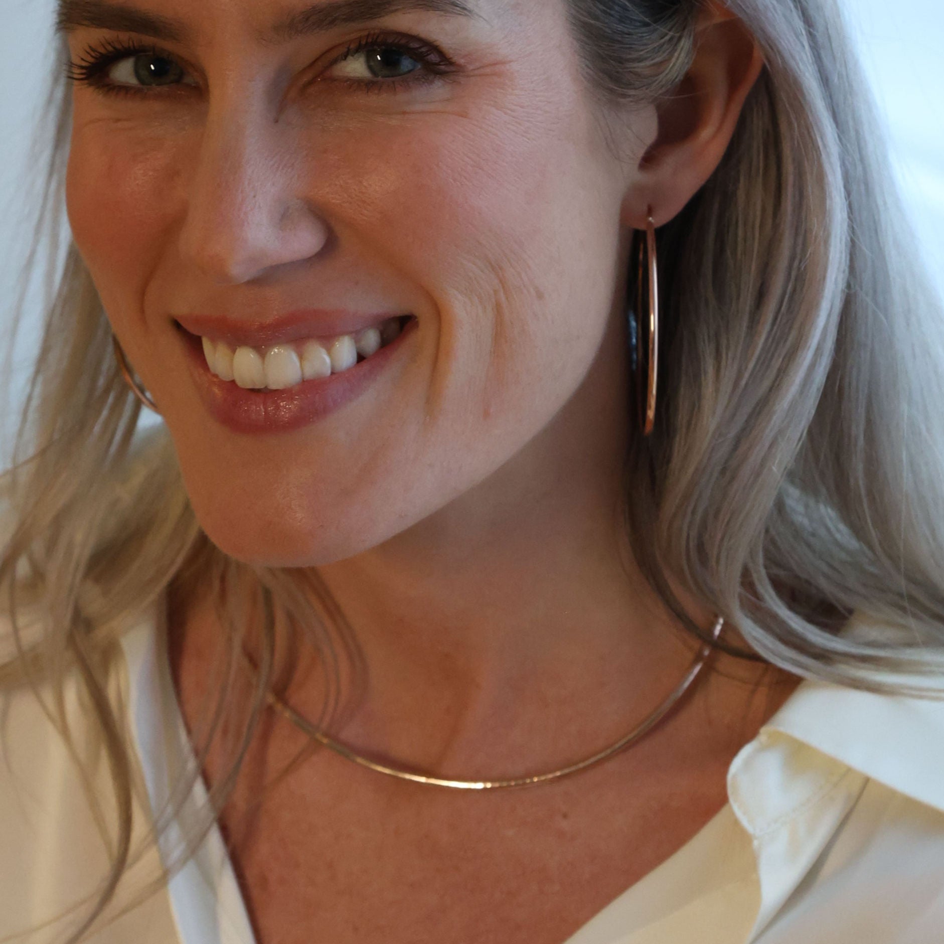 14K Thin Rose Gold Hoops