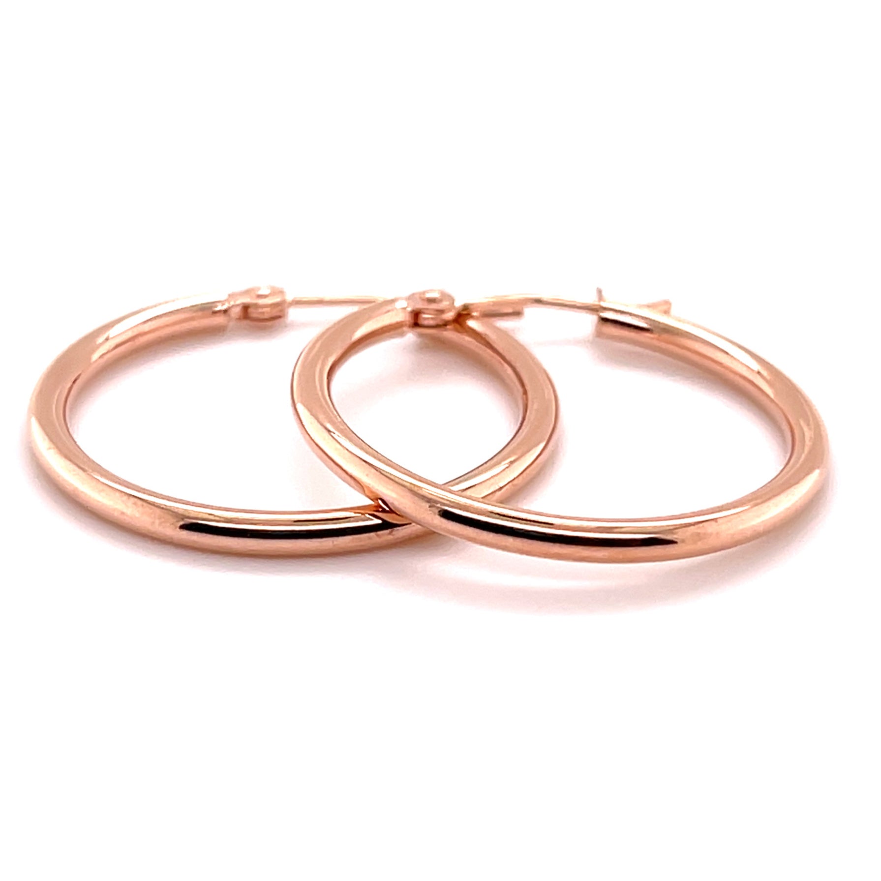 14K Thin Rose Gold Hoops