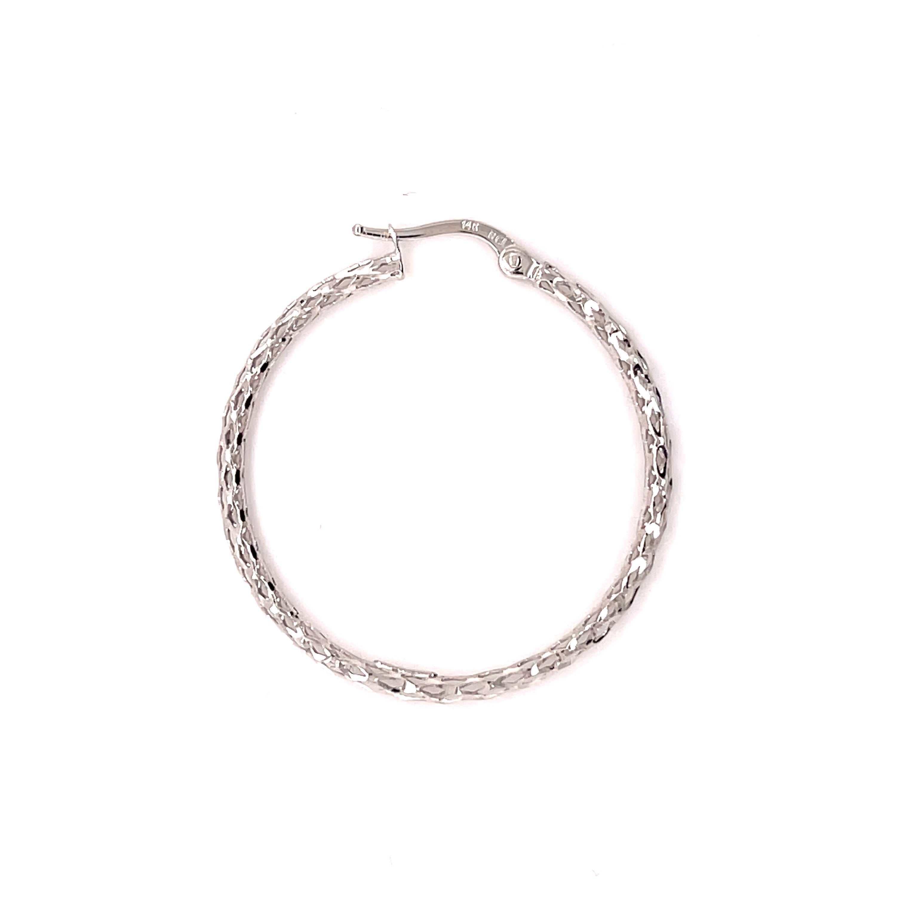 14K Gold Thin Diamond Cut Hoop Earrings