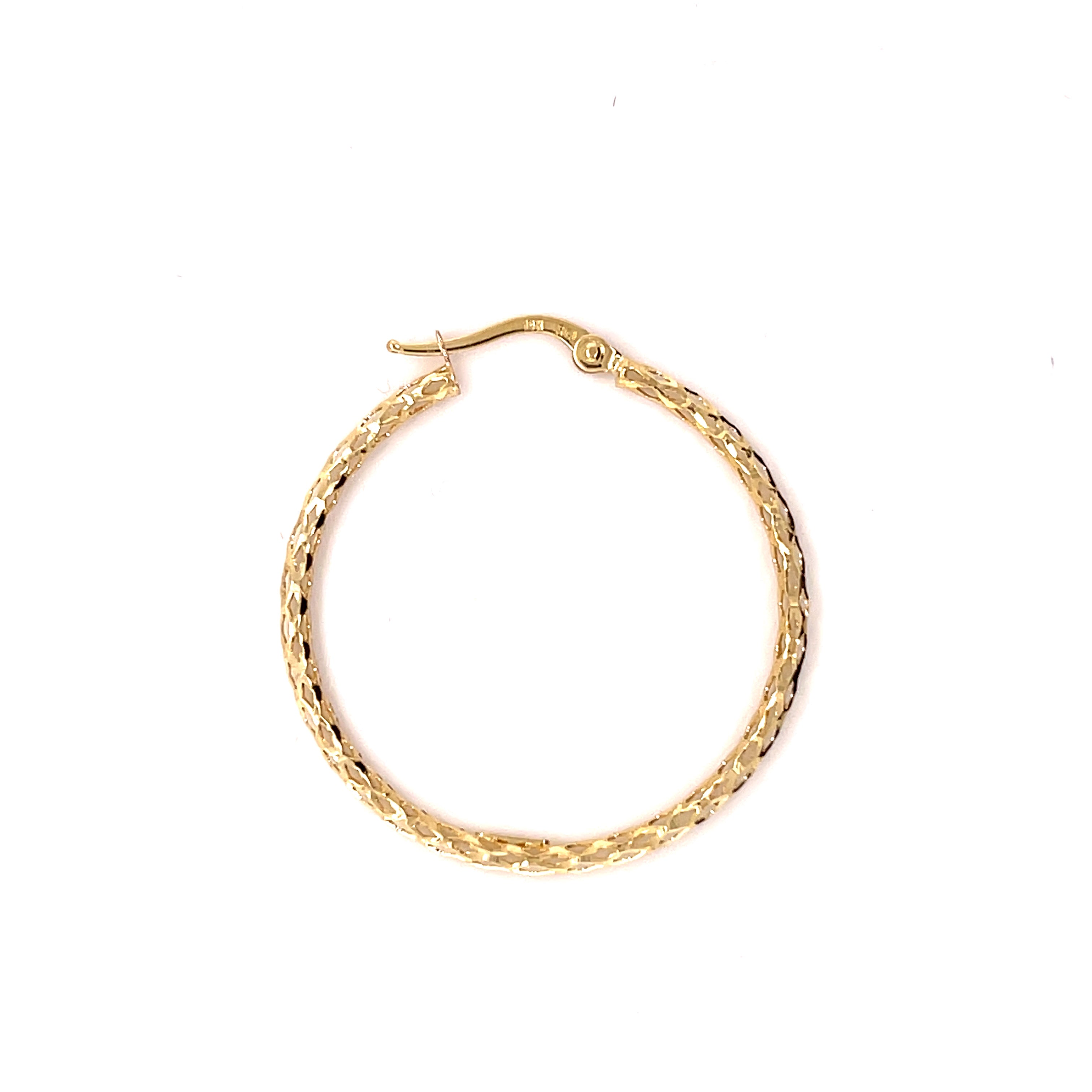 14K Gold Thin Diamond Cut Hoop Earrings