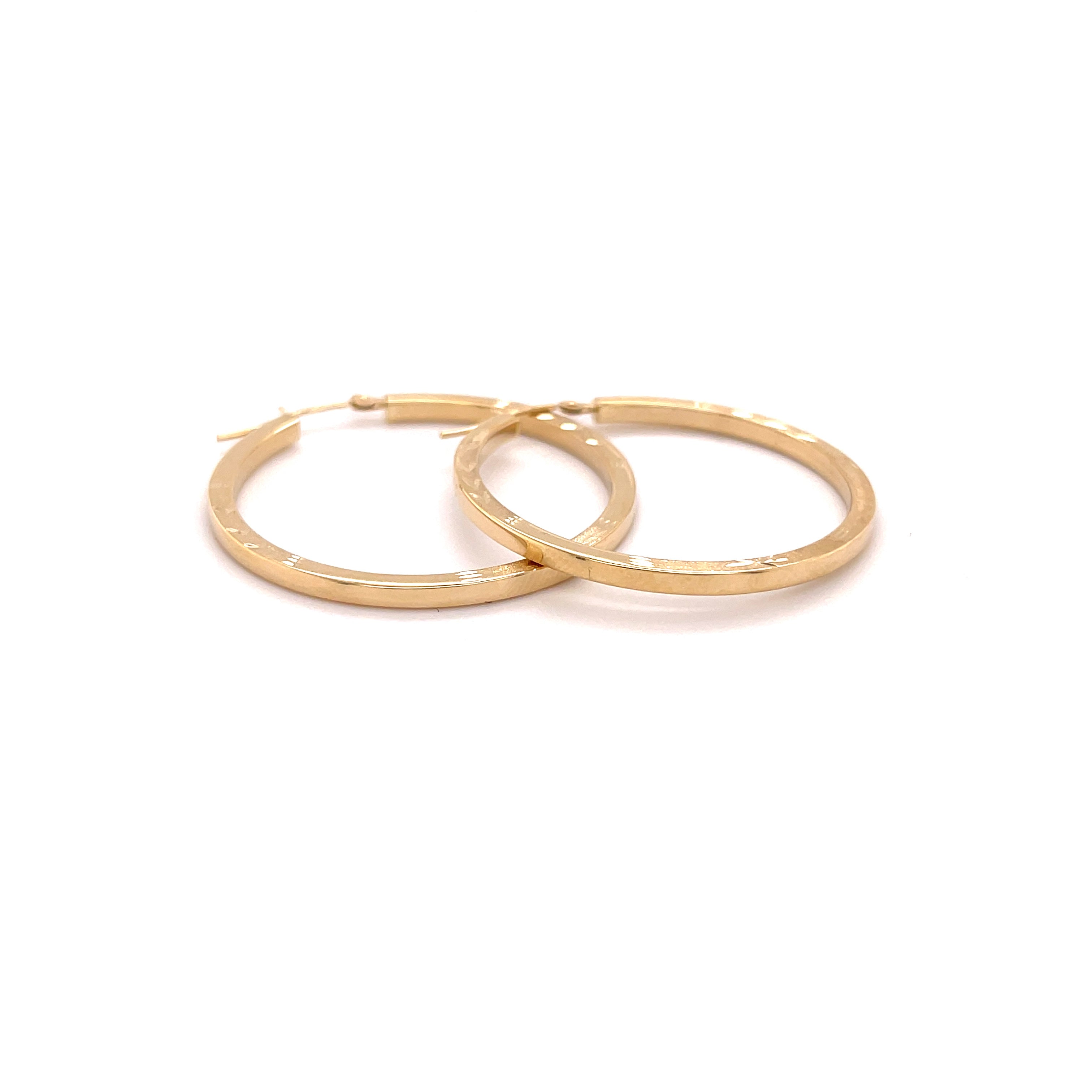 14K Gold Thin Flat Edge Hoops