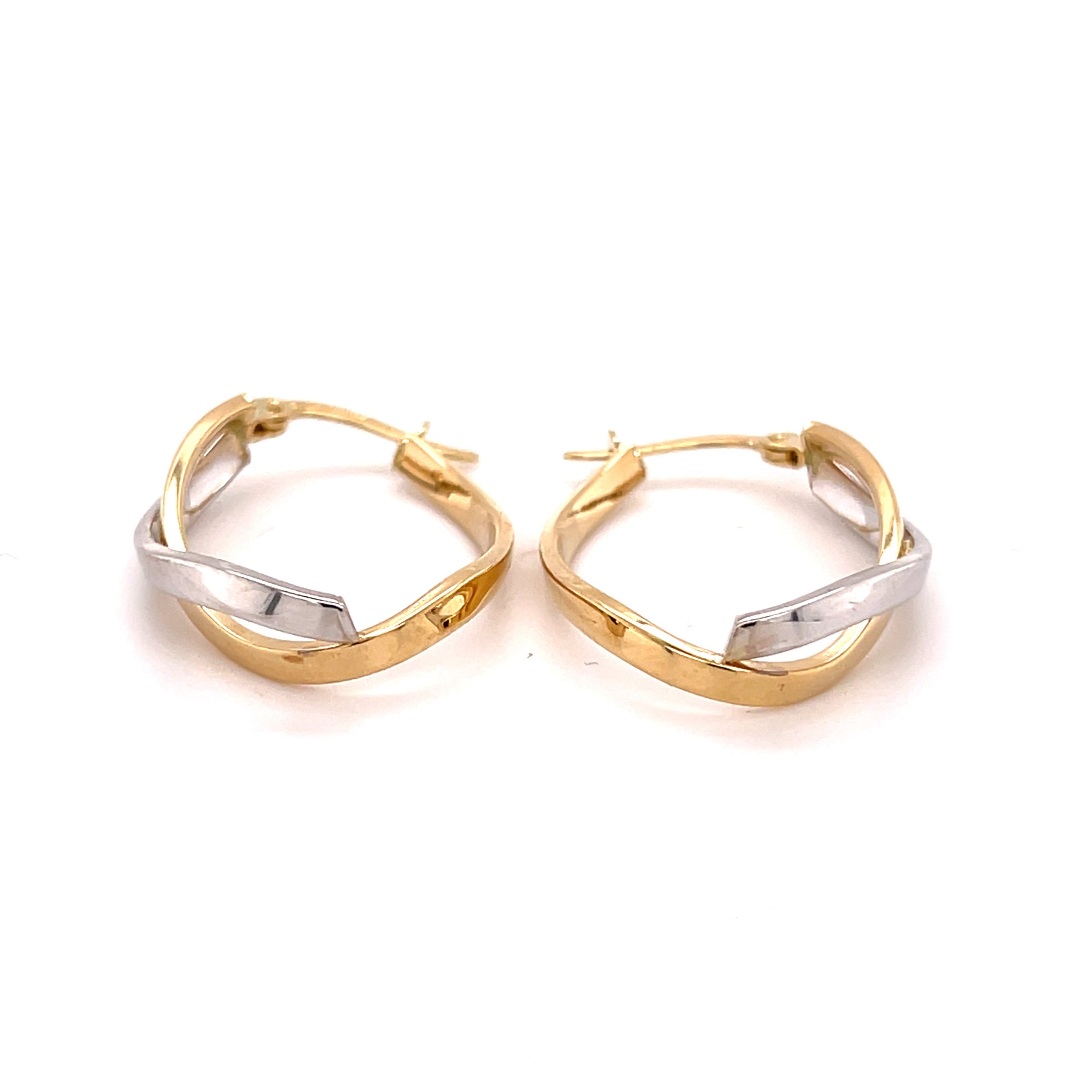 14K Two Tone Gold Twist Infinity Hoop Earrings
