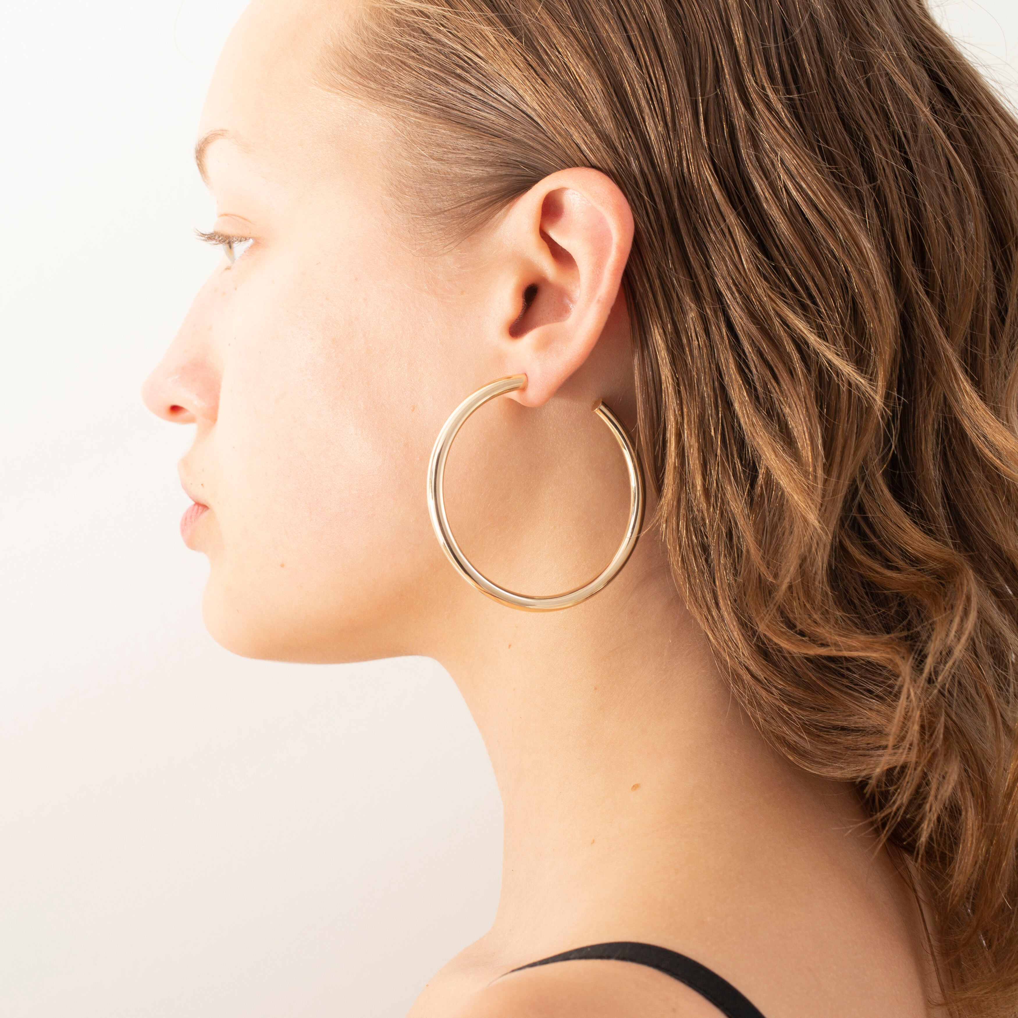 14K Gold Thick C Hoops