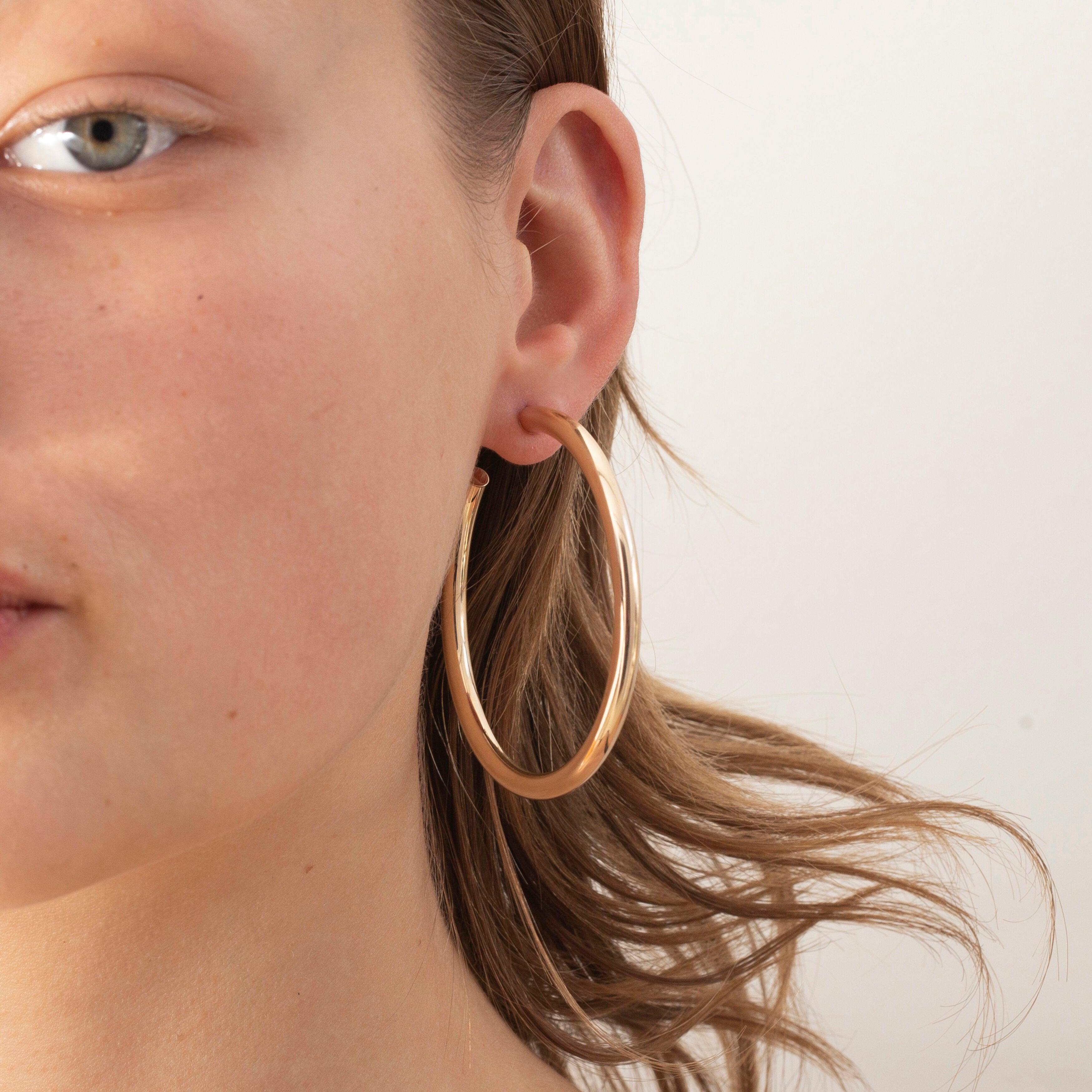 14K Gold Thick C Hoops